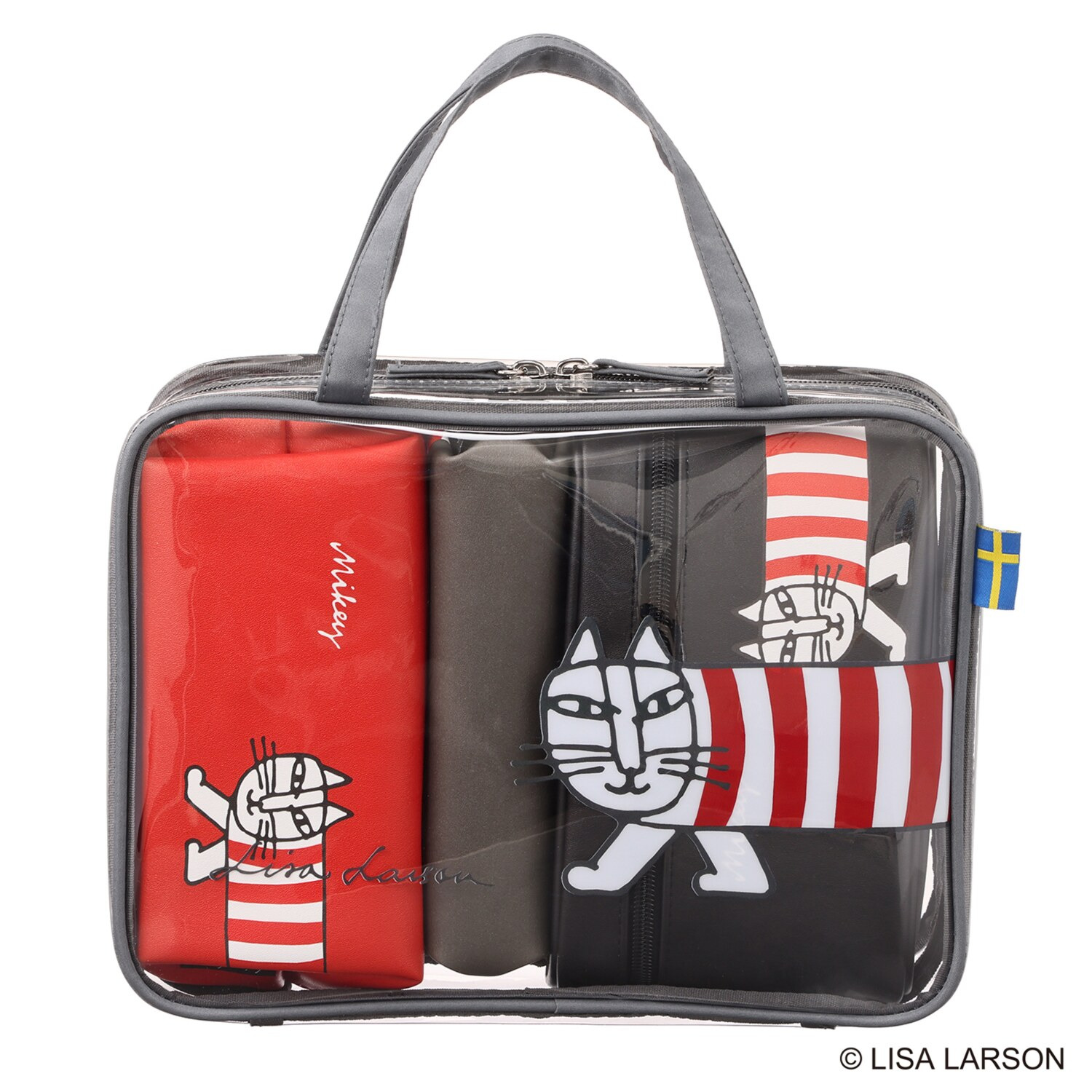 ハピタス× リサ・ラーソン マイキーデザイン お出かけクリアバッグ＆ ポーチ３点セット