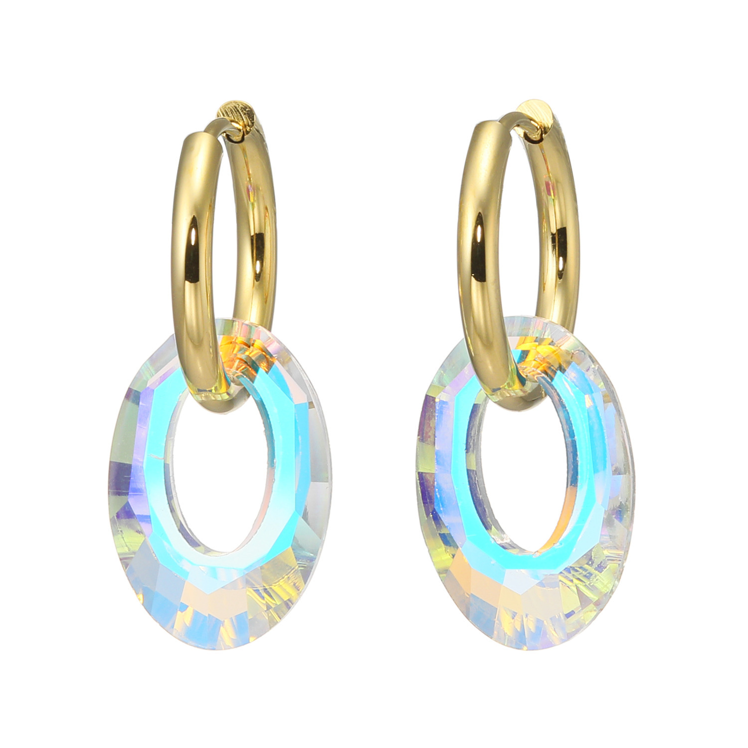 キラキラギフト バイ　アビステ ステンレス オーバルモティーフ ２ウェイ　イージー イヤリング／ピアス