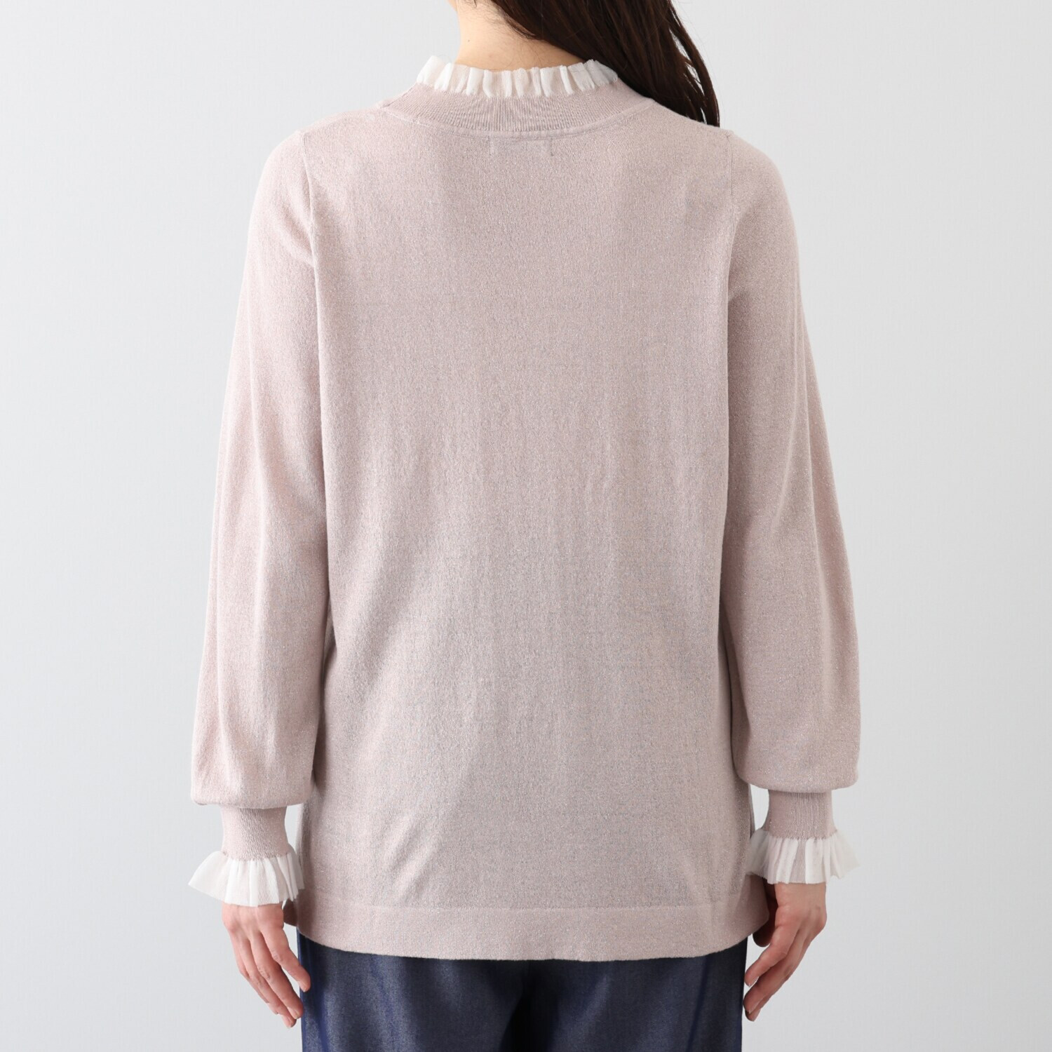 Ｔ．Ｆ．Ｄ．Ｃ． ブリランテラメ オーガンジーフリル 配色ニットプルオーバー