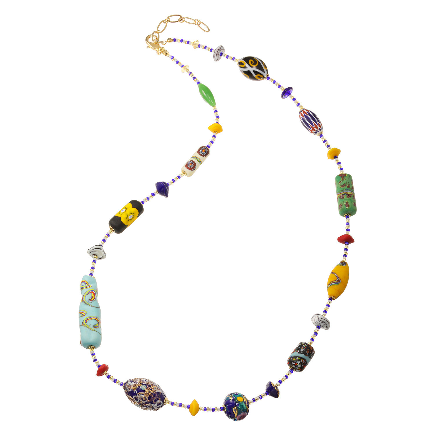 ラグーナ ベネチアンガラス マルチシェイプ ロングネックレス