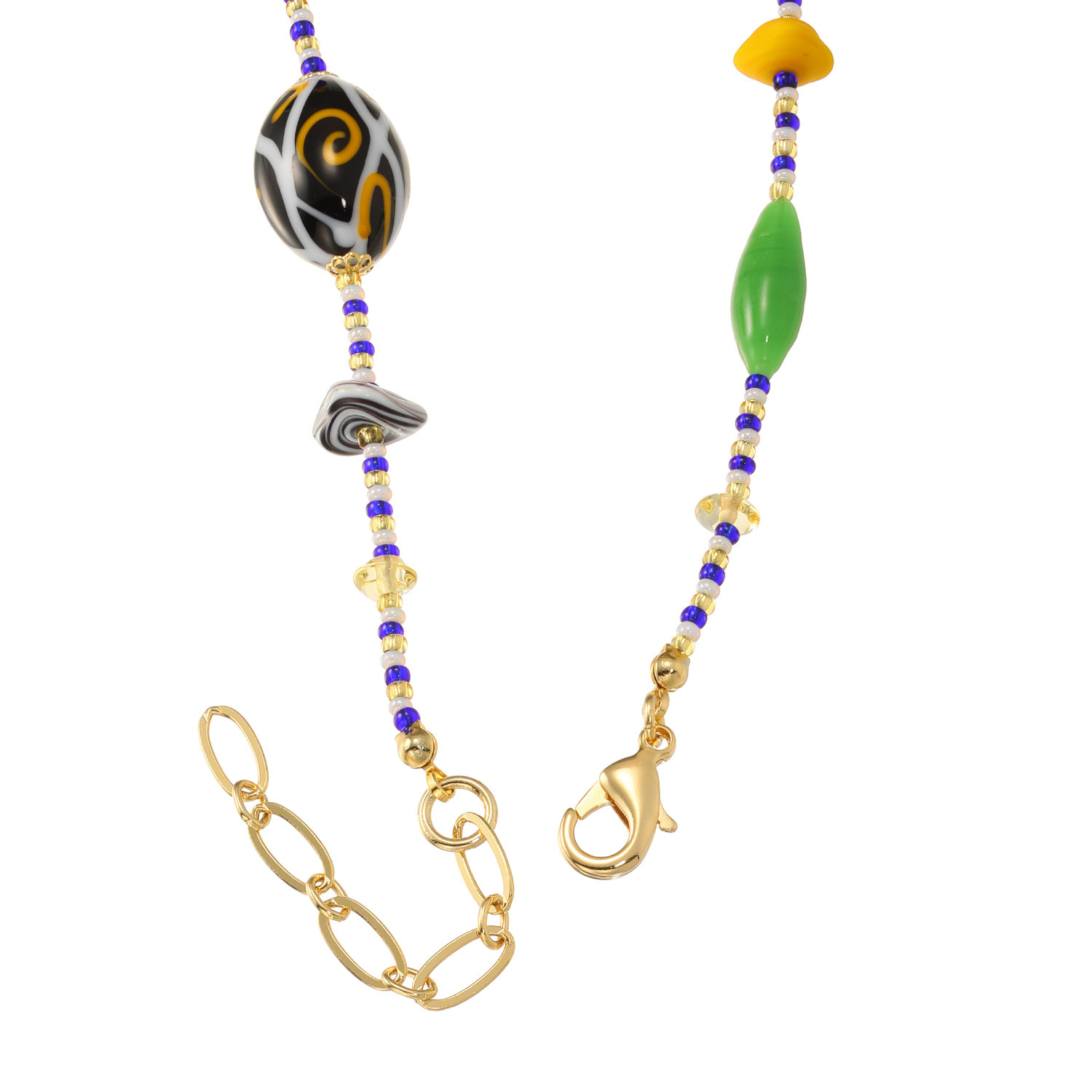 ラグーナ ベネチアンガラス マルチシェイプ ロングネックレス