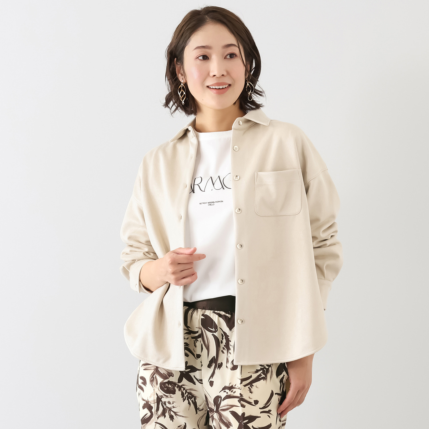 チーロ スエードタッチ シャツジャケット