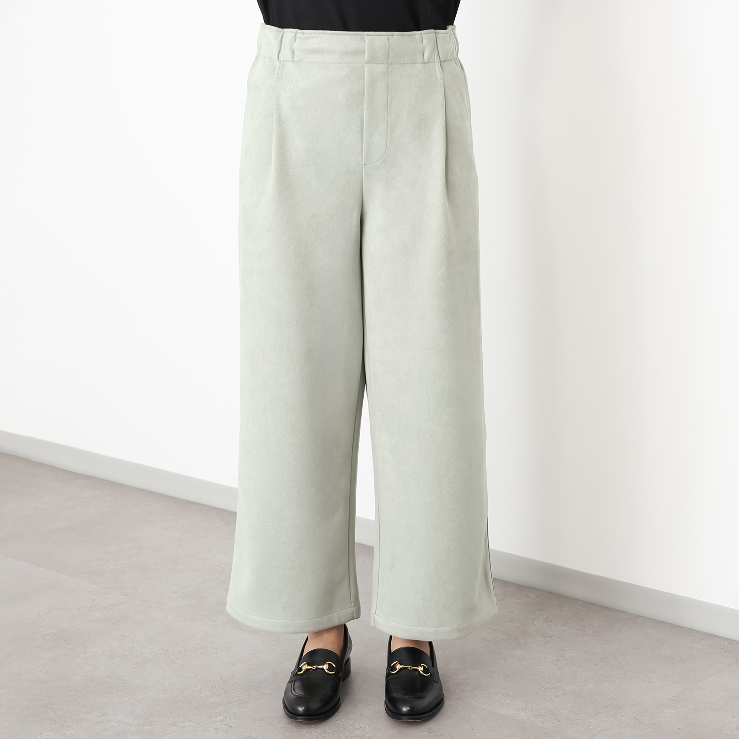 チーロ スエードタッチ タックワイドパンツ