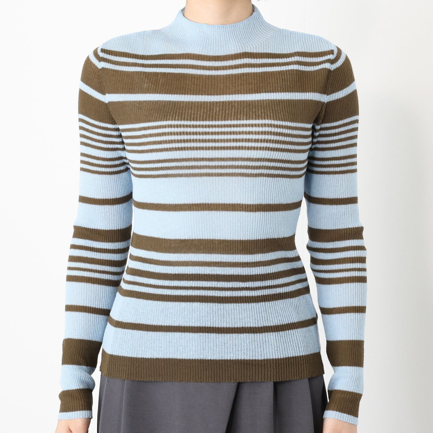 チーロ コットン混 シアーリブニット プルオーバー