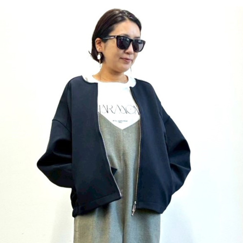 チーロ ダンボールニット ノーカラーブルゾン