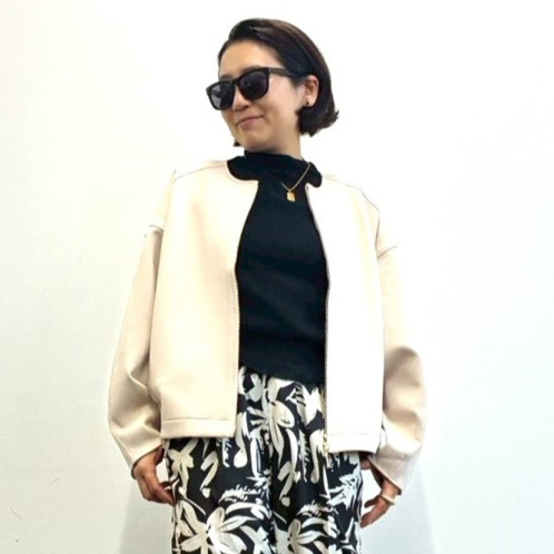 チーロ ダンボールニット ノーカラーブルゾン