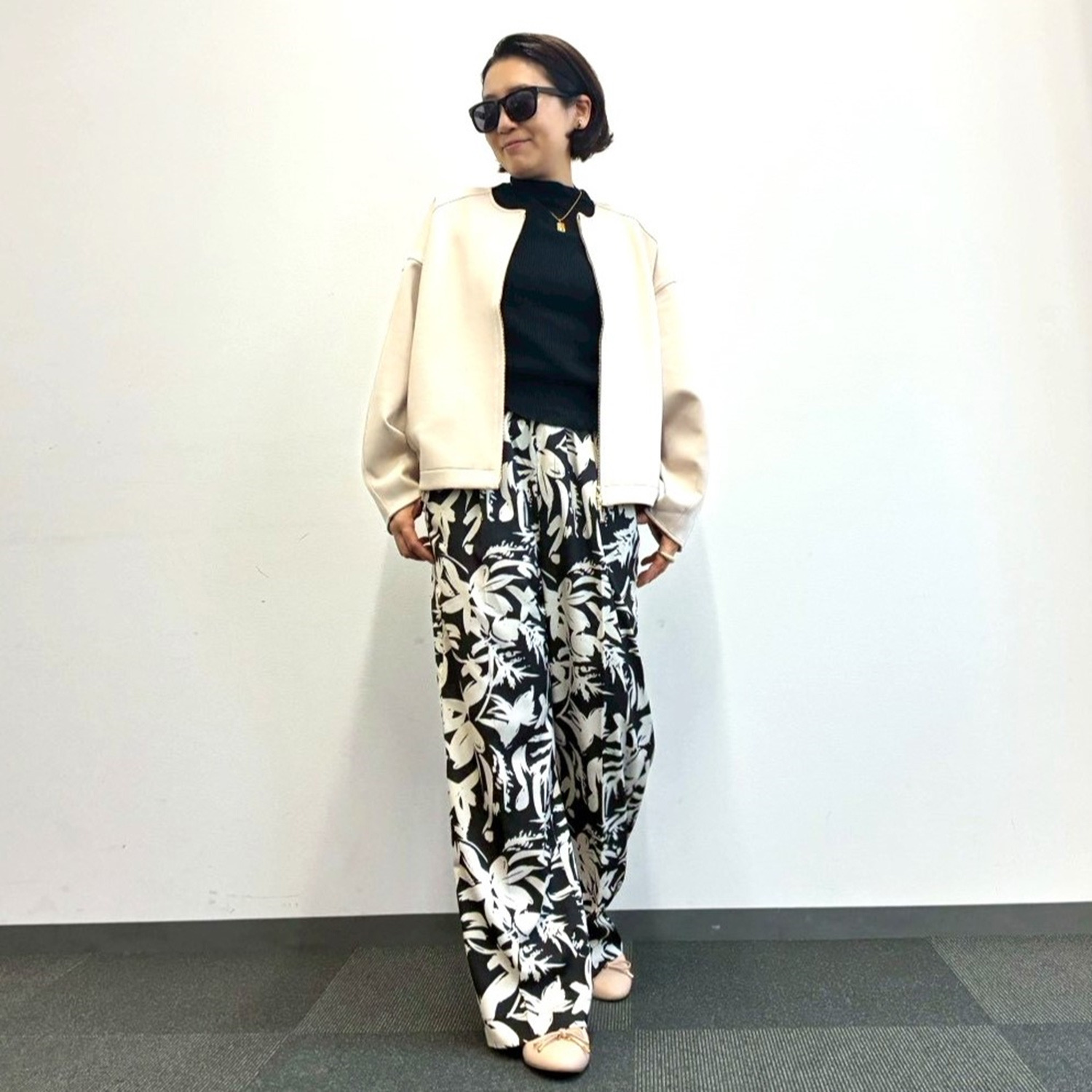 チーロ ダンボールニット ノーカラーブルゾン