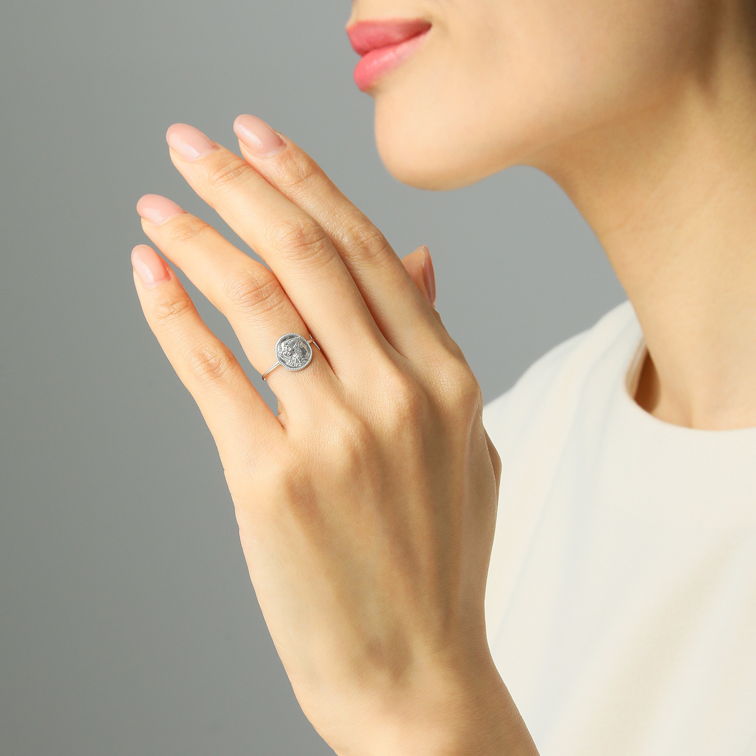 ピュアイズム 純プラチナ アンティーク調 コインモティーフ リング