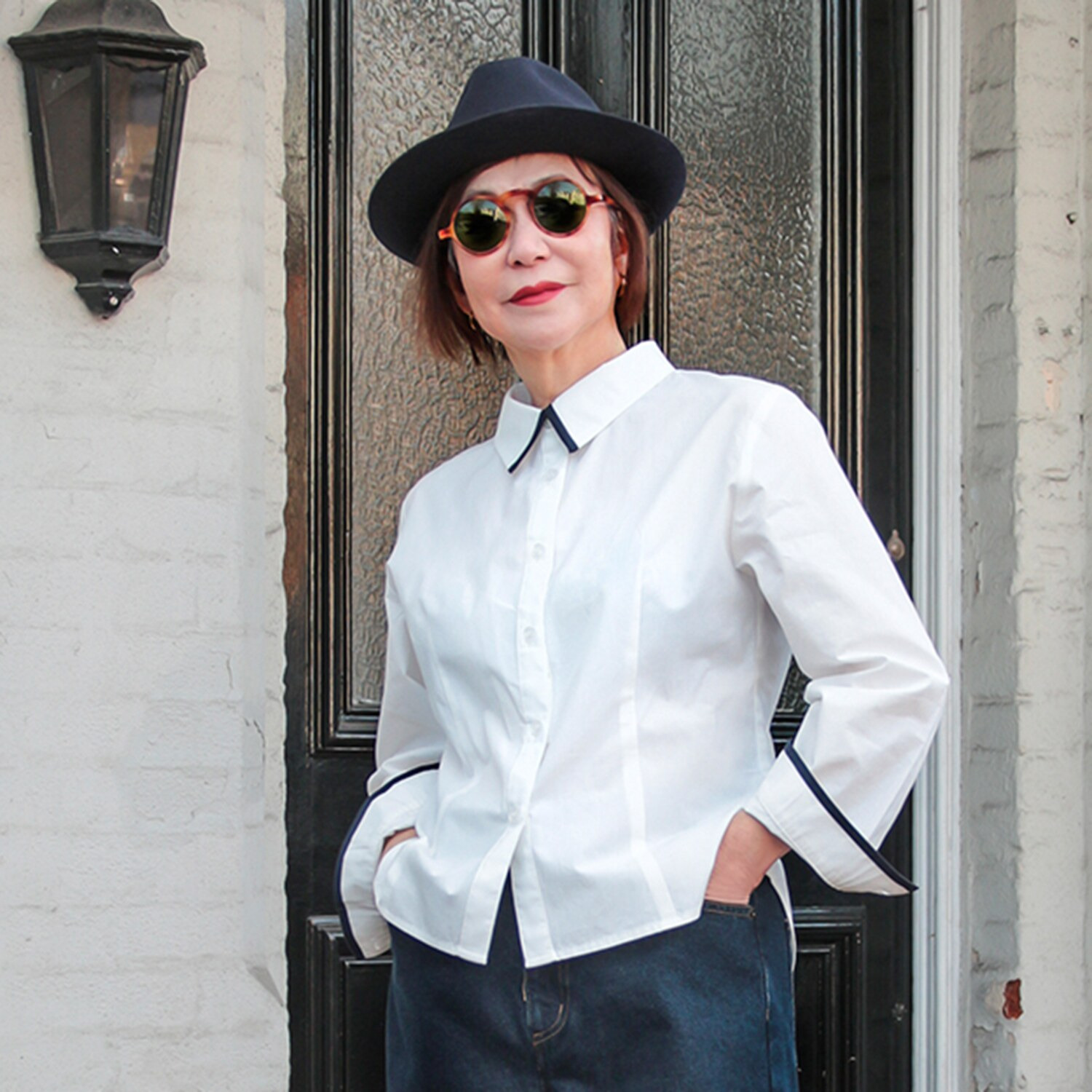 エムジェイアール　バイ マチコ　ジント　ロンドン 配色アクセントシャツ