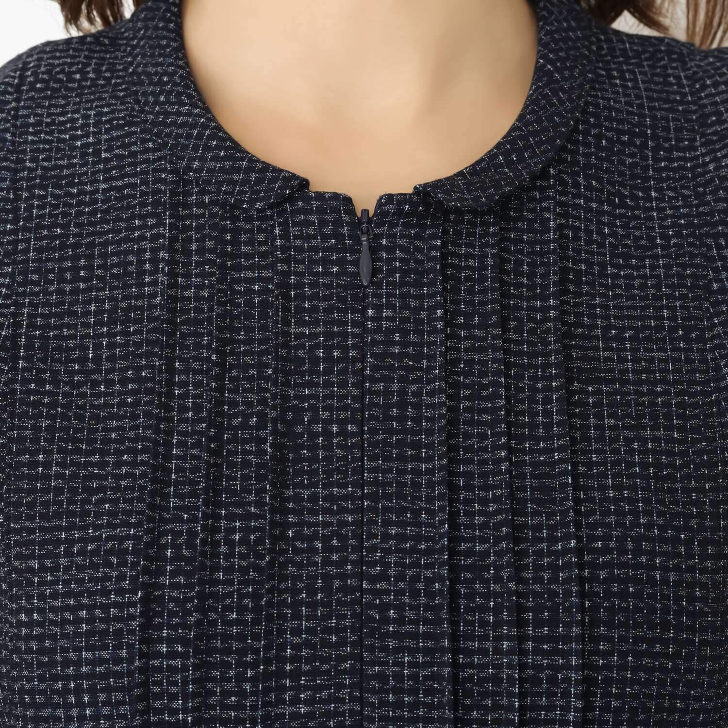 オカモト商店 儀右ヱ門 久留米かすり タックワンピース