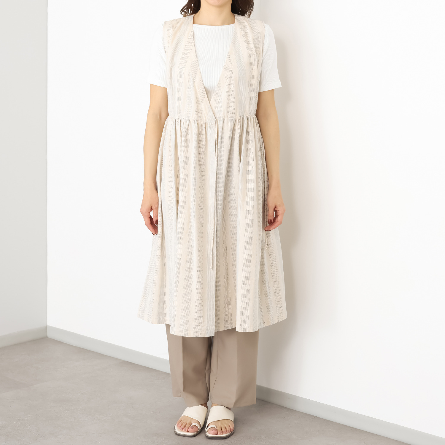 オカモト商店 儀右ヱ門 久留米かすり ロングジレ