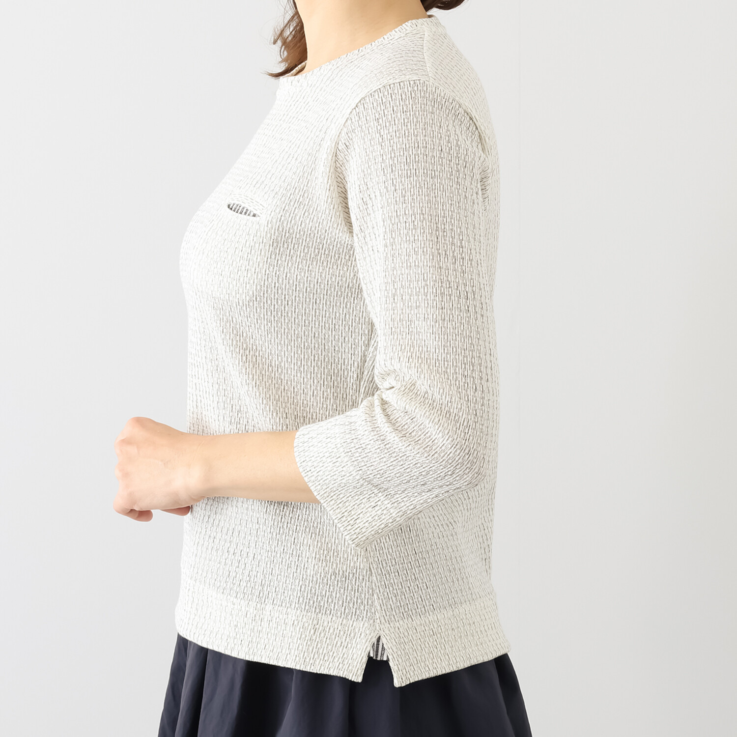 オカモト商店 米粒 ワッフル素材 七分袖カットソー