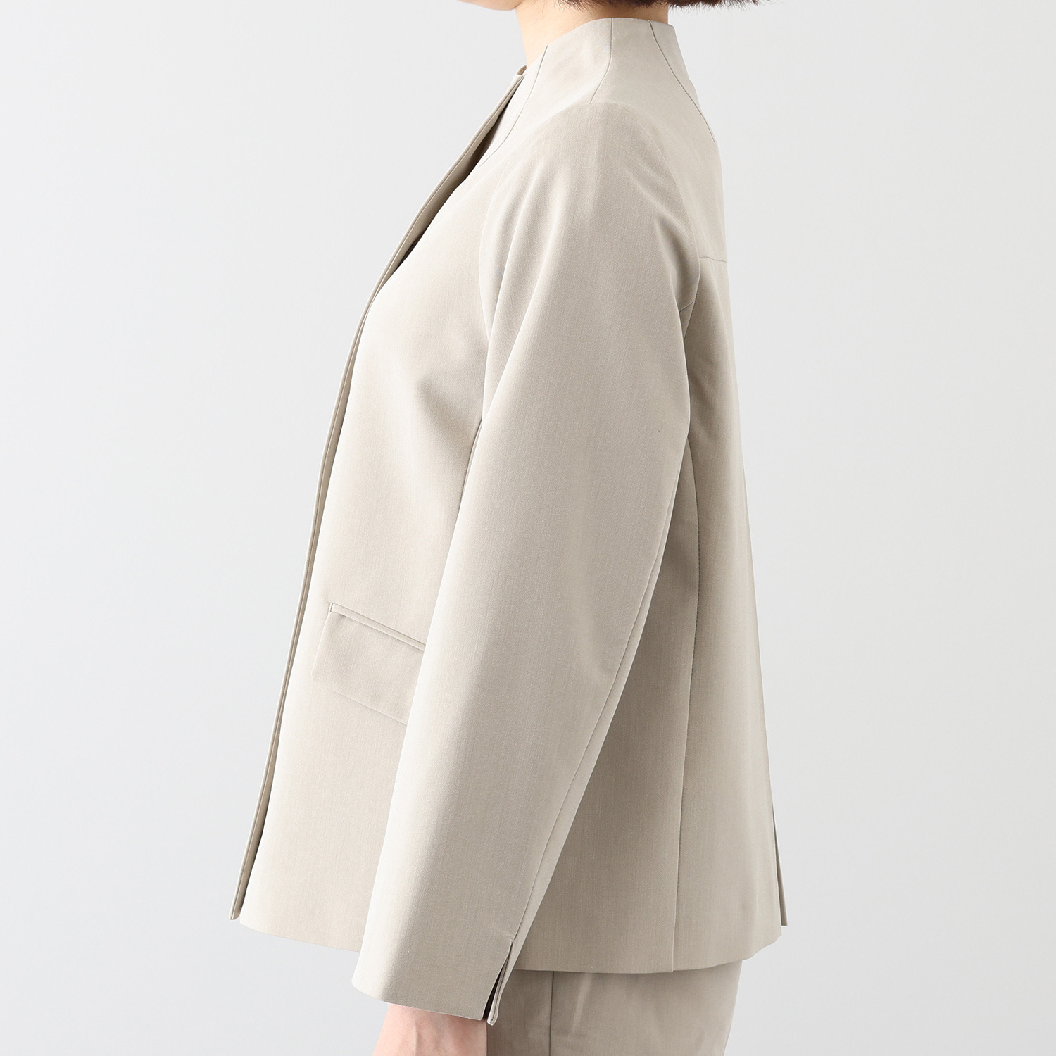 プララパ ウールライク ストレッチ ボトルネックジャケット