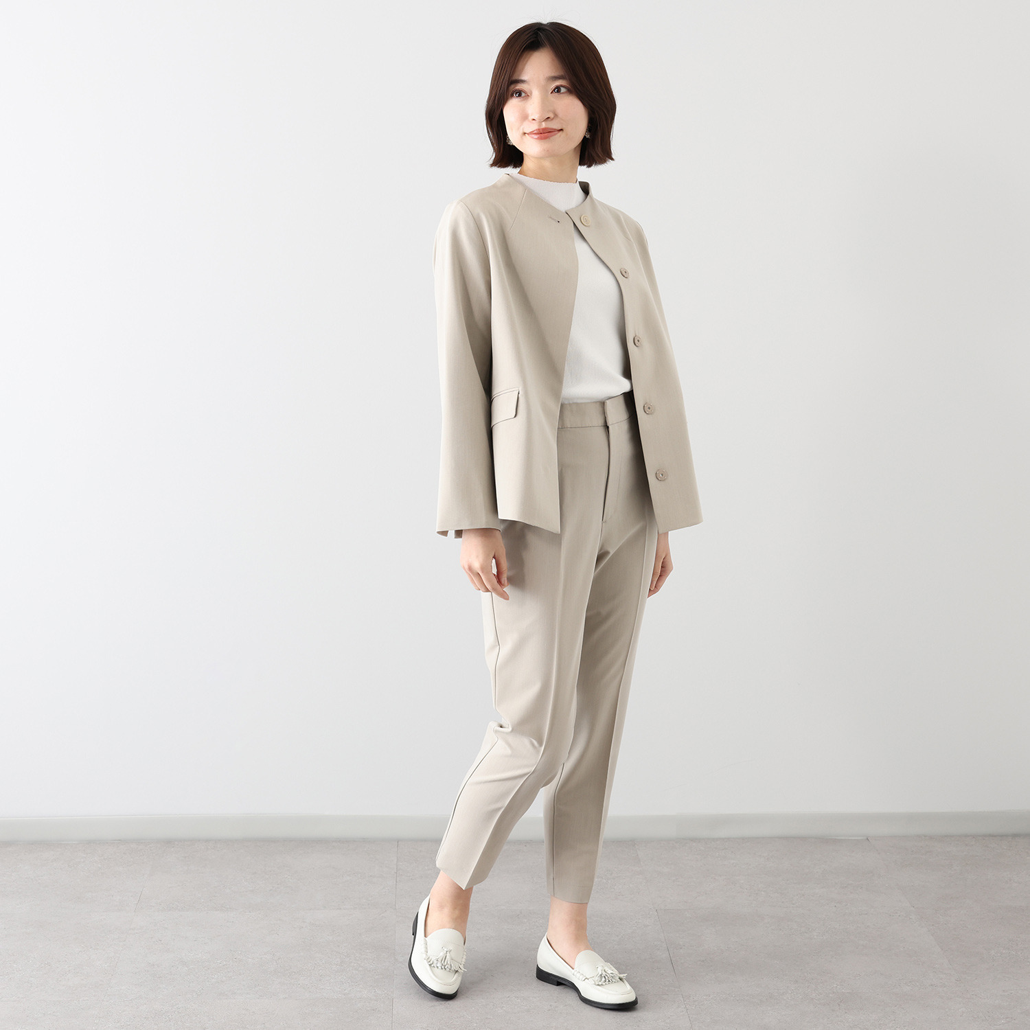 プララパ ウールライク ストレッチ ボトルネックジャケット