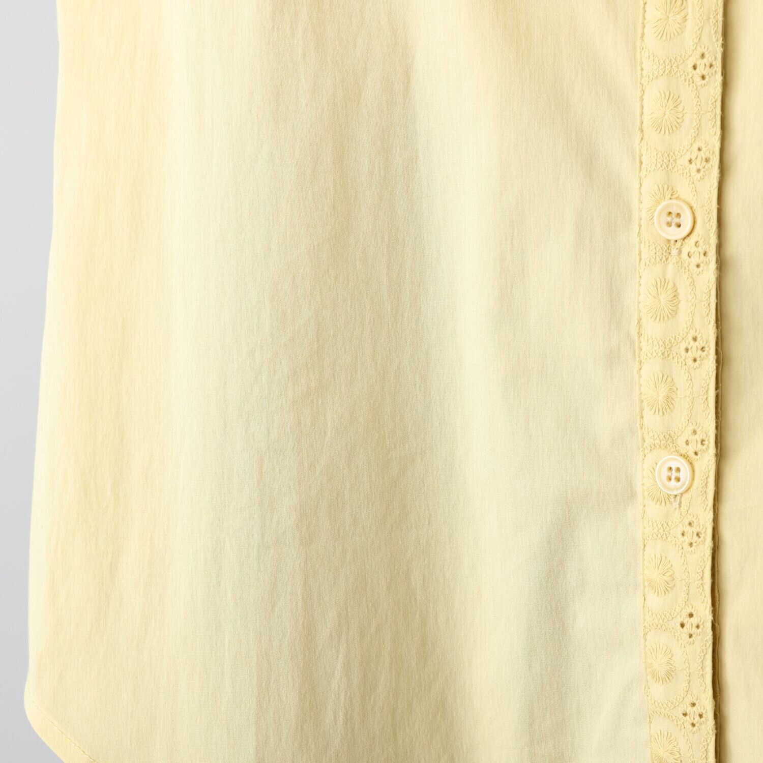 プララパ コットン混 刺しゅうレース バンドカラーシャツ