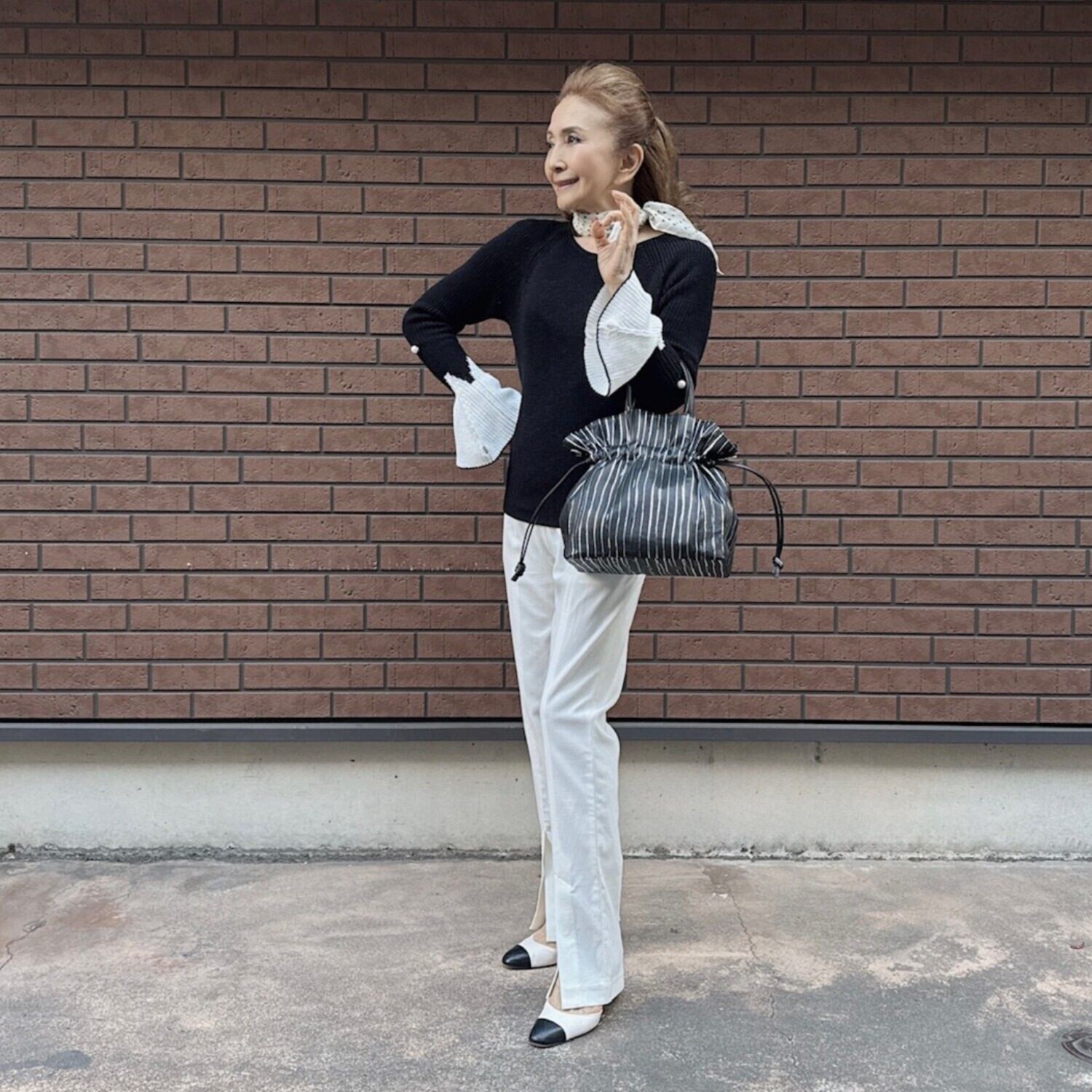 マダムヒロコ ハイストレッチ スリットパンツ