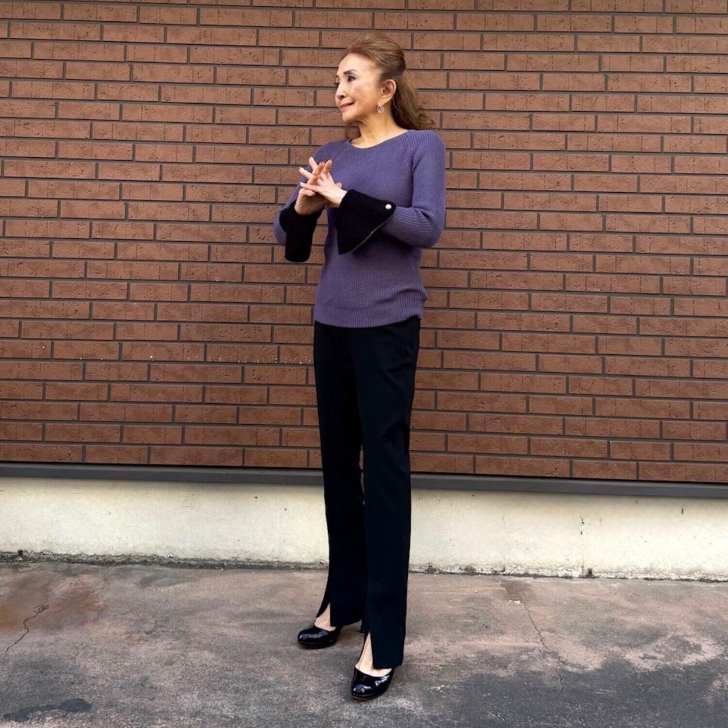 マダムヒロコ ハイストレッチ スリットパンツ