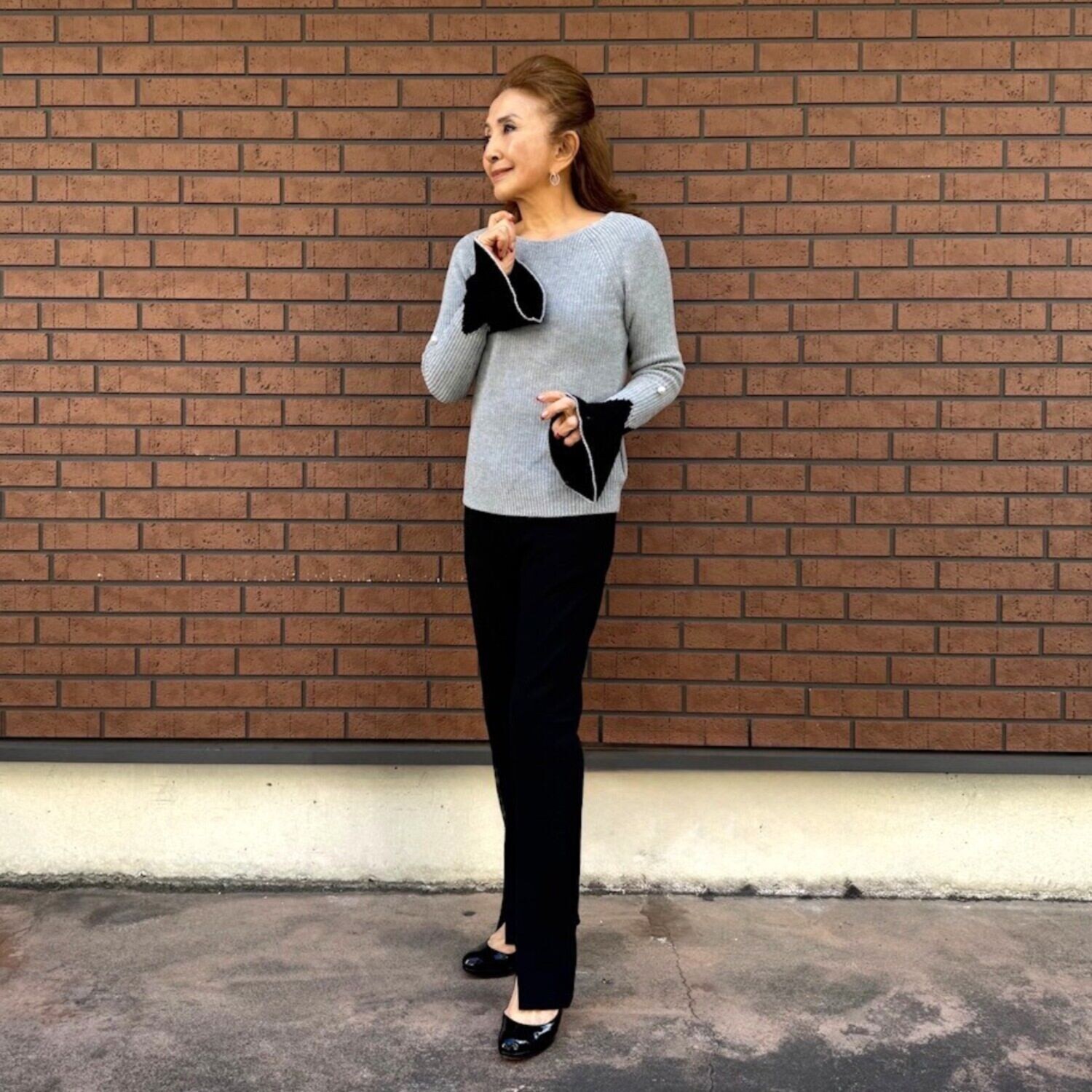 マダムヒロコ ハイストレッチ スリットパンツ