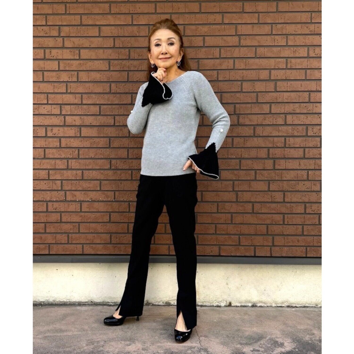 マダムヒロコ ハイストレッチ スリットパンツ