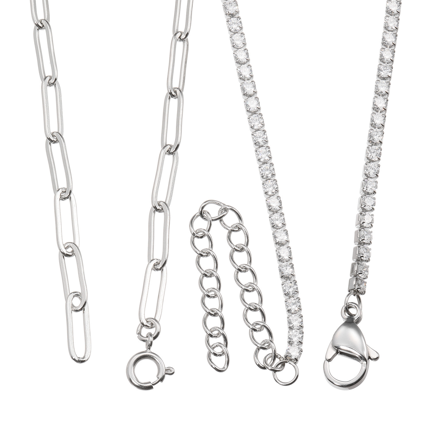 デルークス ステンレス ＣＺネックレス＆ ペーパークリップチェーン ネックレス ２本セット