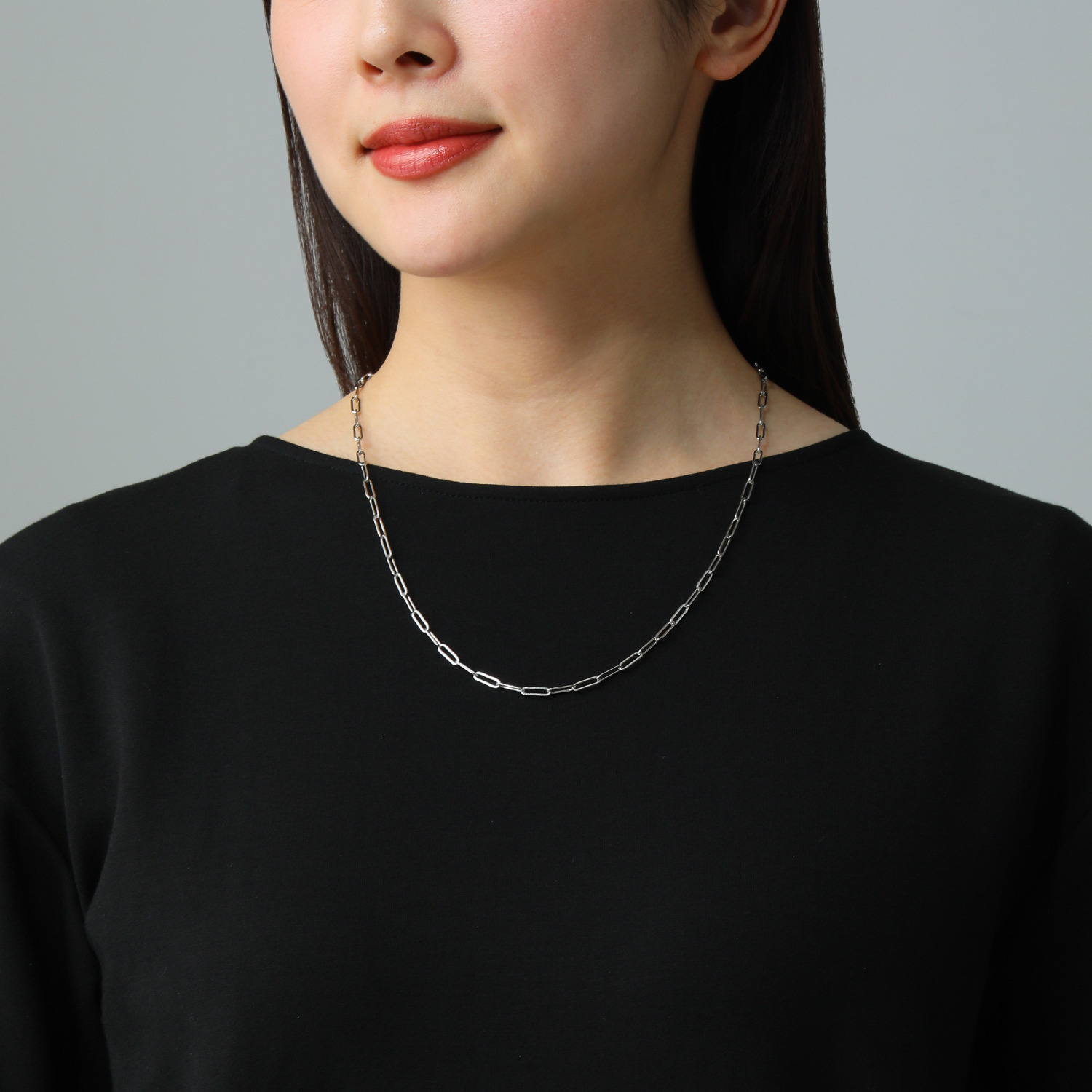 デルークス ステンレス ＣＺネックレス＆ ペーパークリップチェーン ネックレス ２本セット