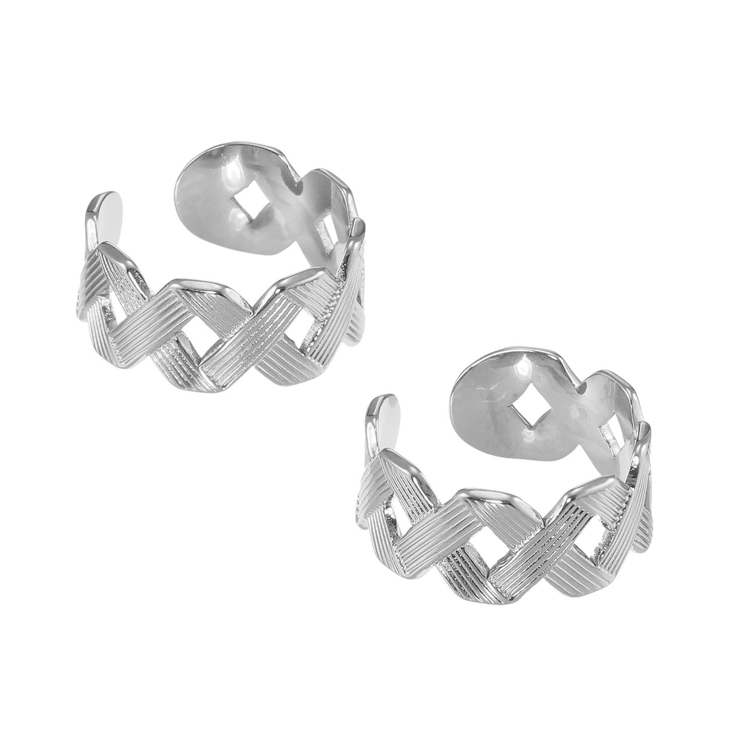 デルークス ステンレス ブレイドデザイン イヤーカフ兼リング ２点セット