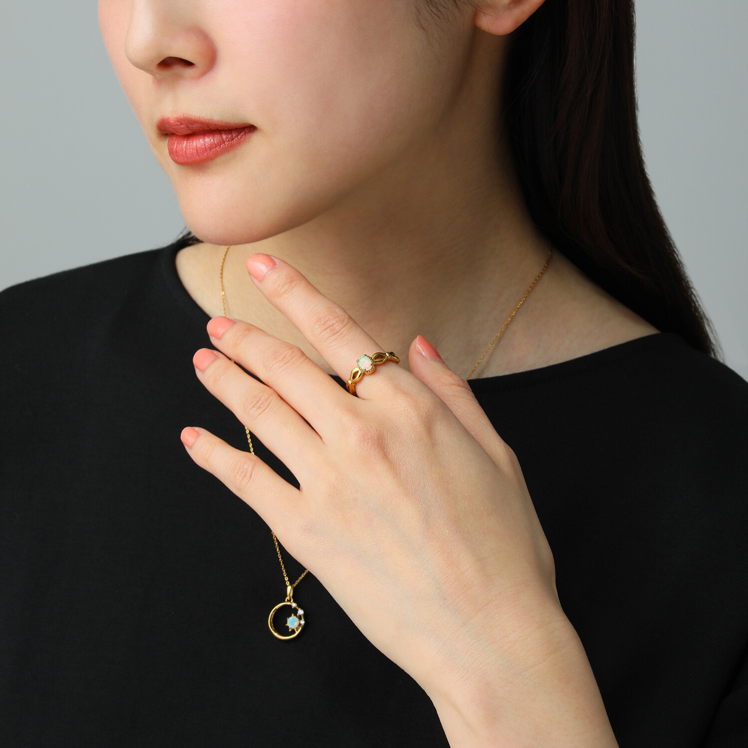 デルークス サージカルステンレス 天然石 デザインリング