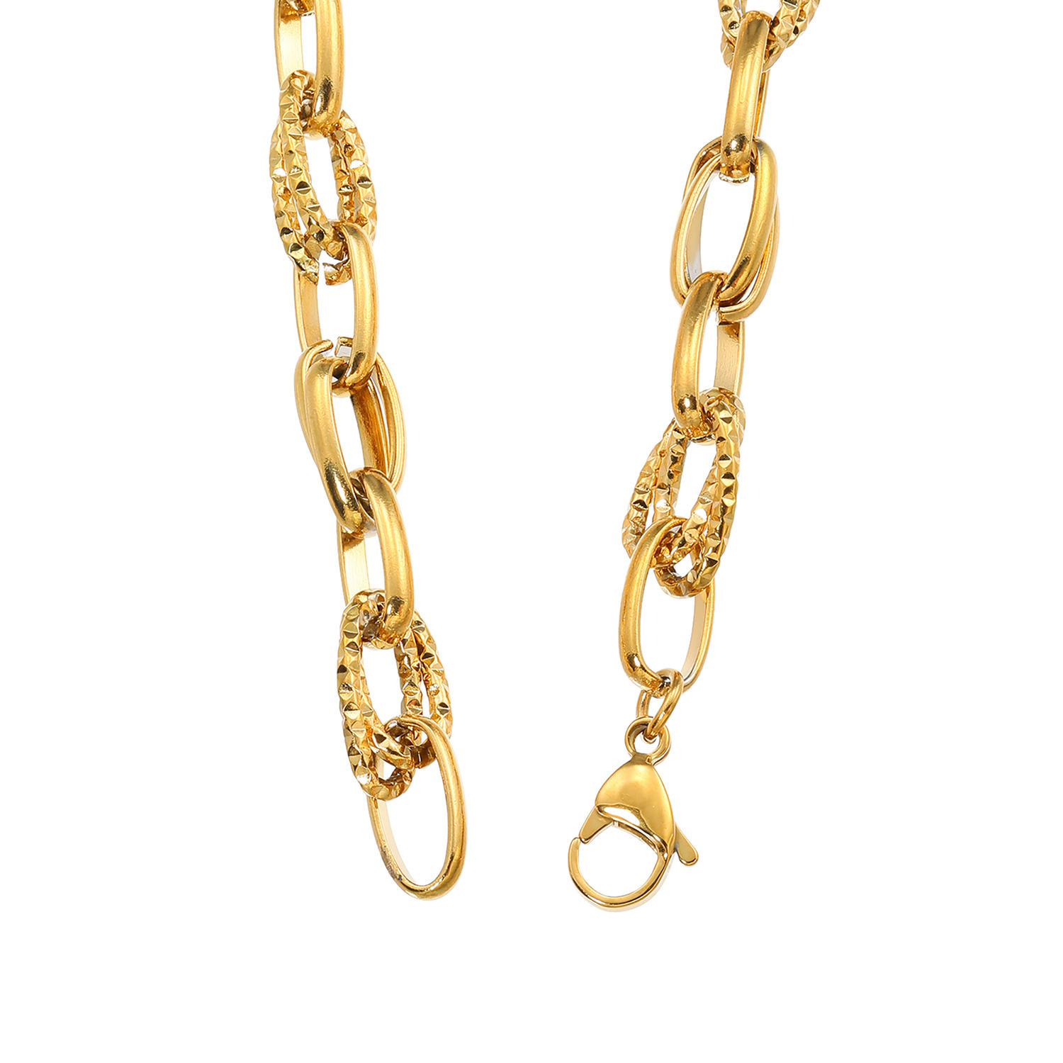 デルークス ステンレス カットパーツミックス ボリューム チェーンネックレス