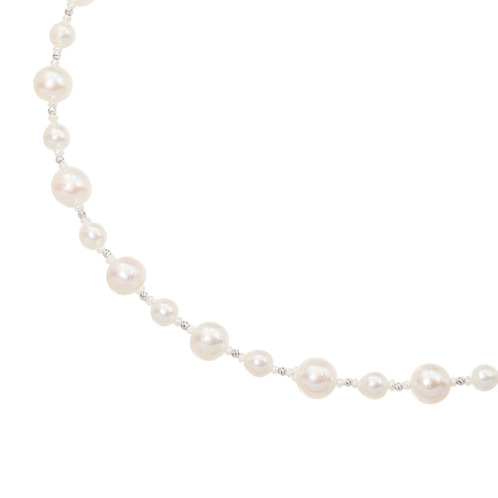 ゆきほたる １８Ｋホワイトゴールド＆ シルバー 長崎県対馬産 無調色越物アコヤパール ロングネックレス