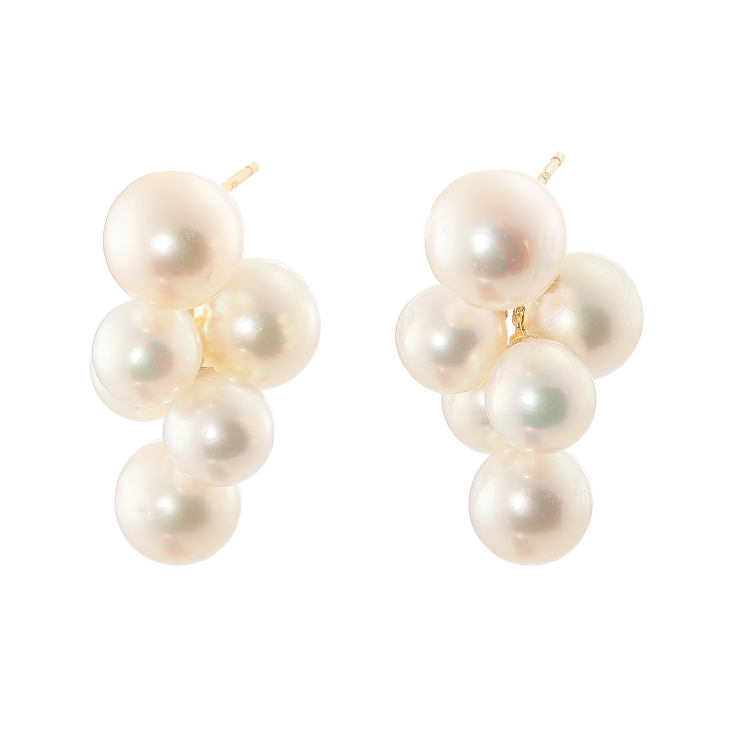 ゆきほたる １０Ｋ 長崎県対馬産 無調色越物アコヤパール ぶどうモティーフ ピアス