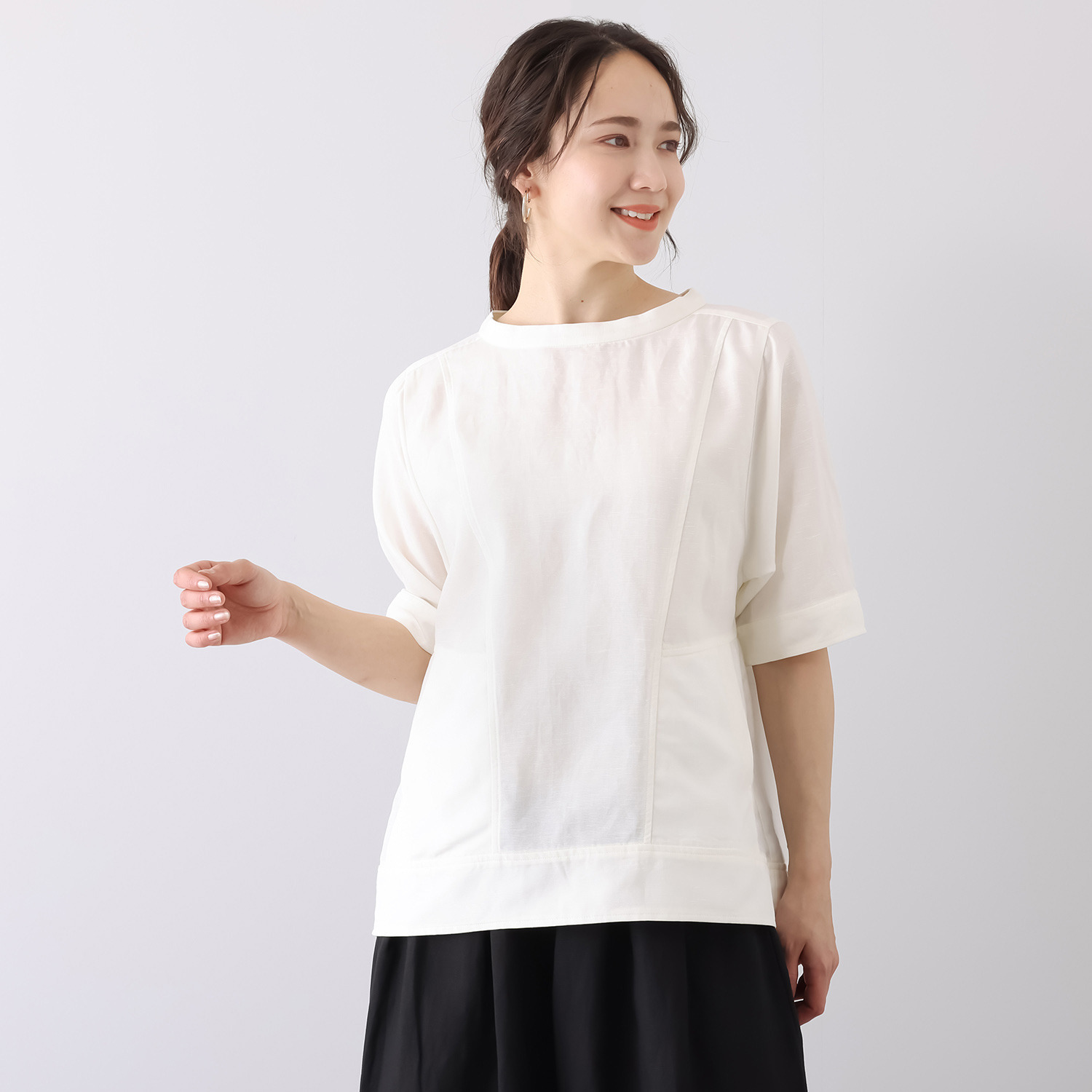 オルテンジア Ｔシャツ感覚で着るだけ！ カジュアルを上質に導く 大人の洗練ブラウス