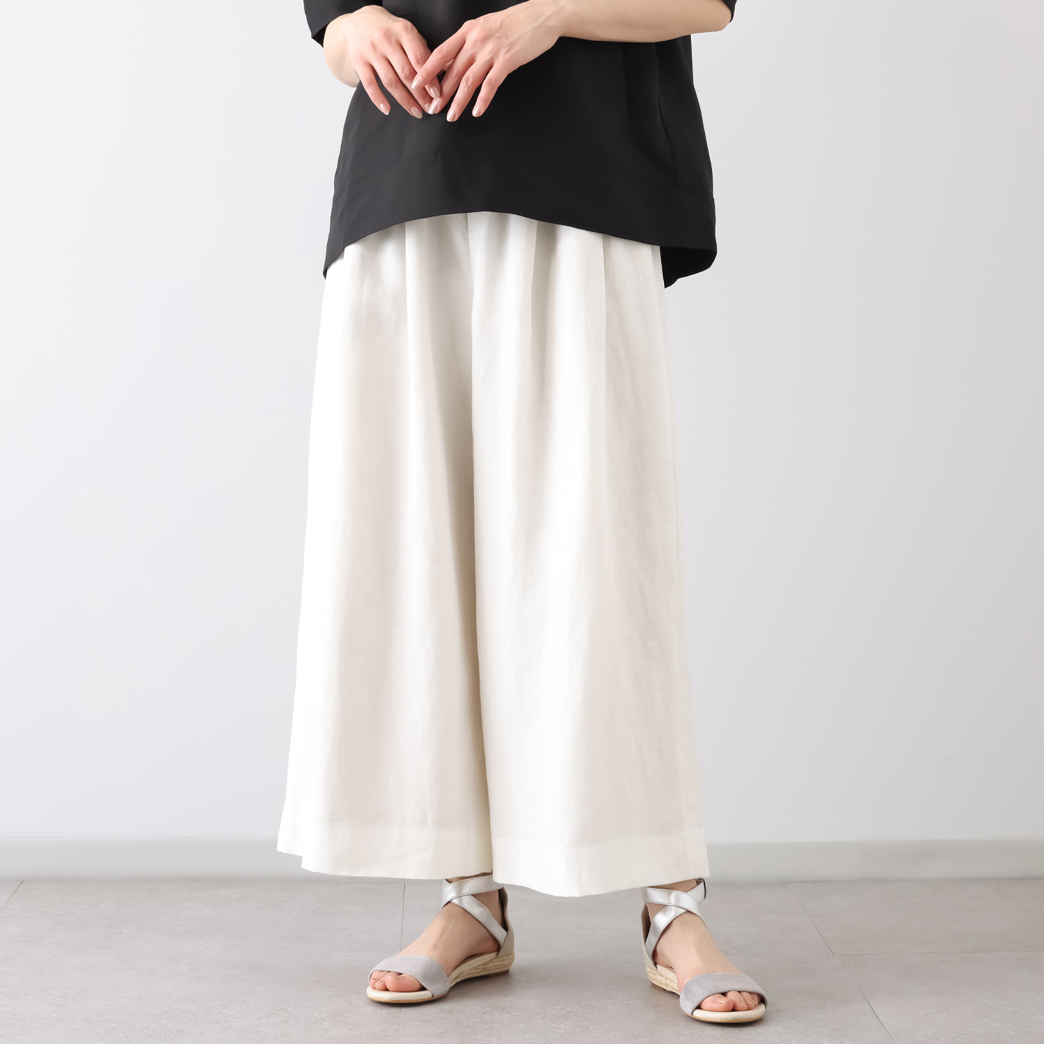 オルテンジア 上質リラックススタイル デザインワイドパンツ