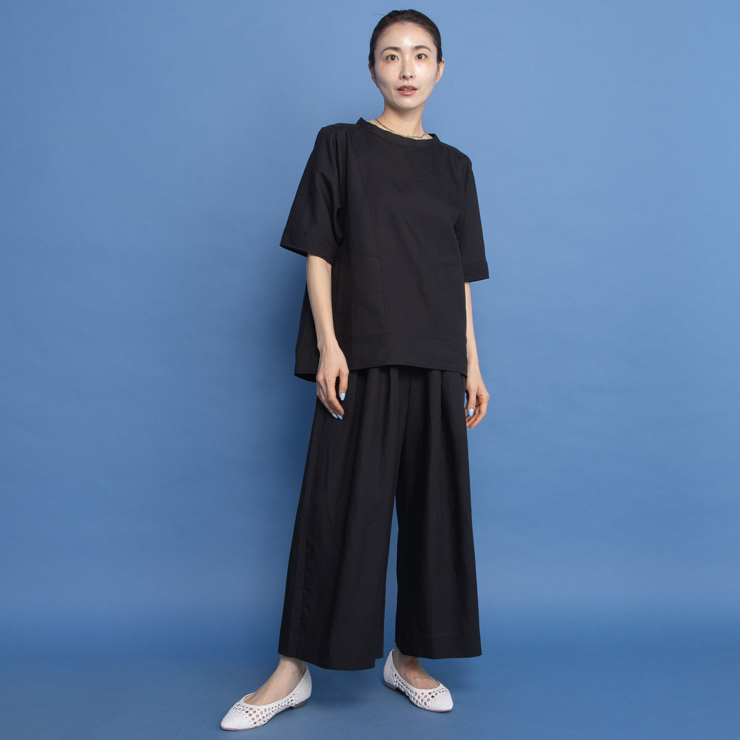 オルテンジア 上質リラックススタイル デザインワイドパンツ