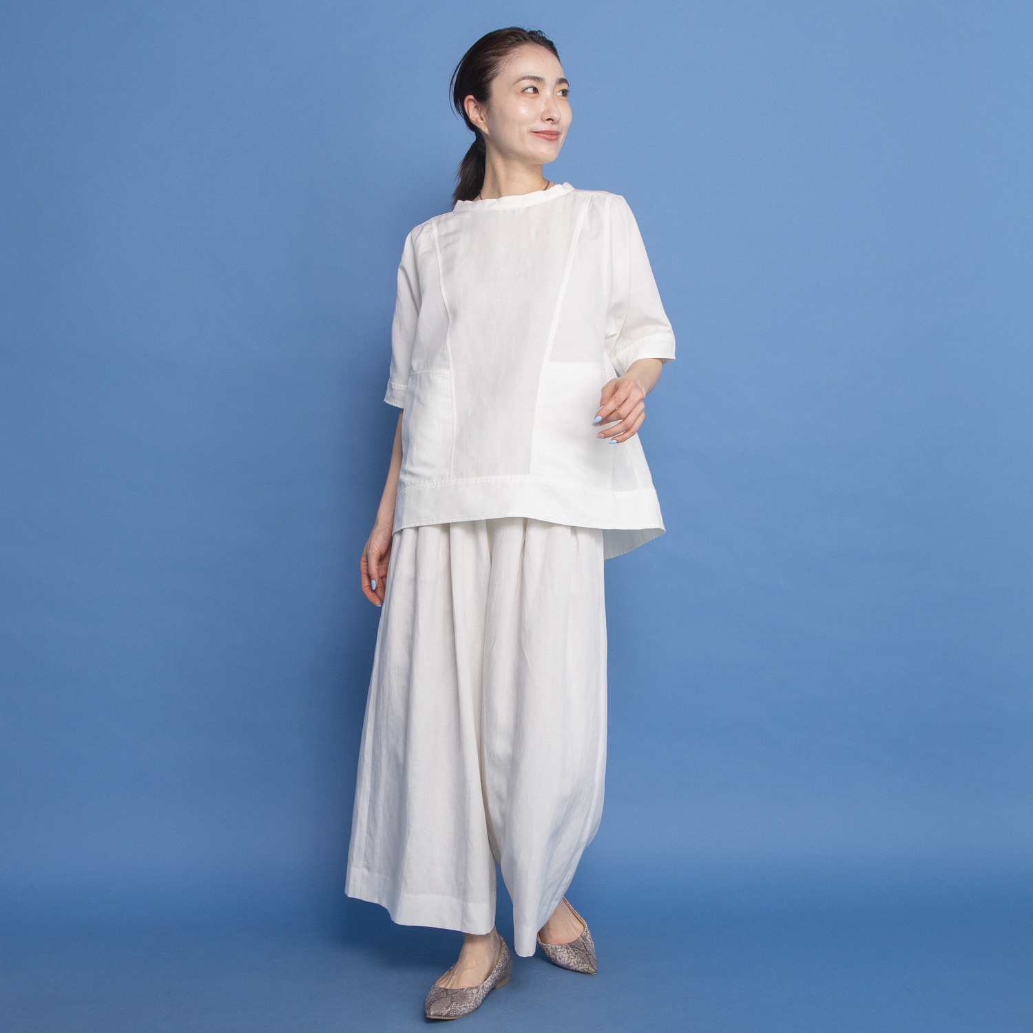 オルテンジア 上質リラックススタイル デザインワイドパンツ