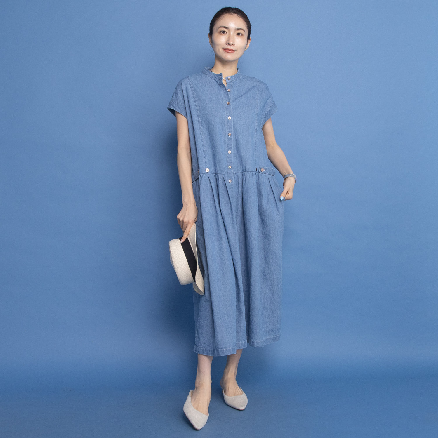 オルテンジア ゆったり美しく 日常もお出かけも映える デニムロングワンピース