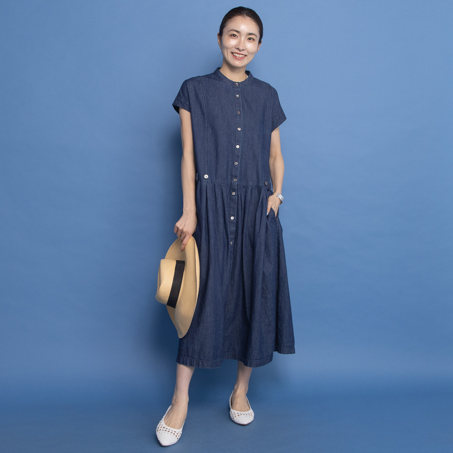 オルテンジア ゆったり美しく 日常もお出かけも映える デニムロングワンピース