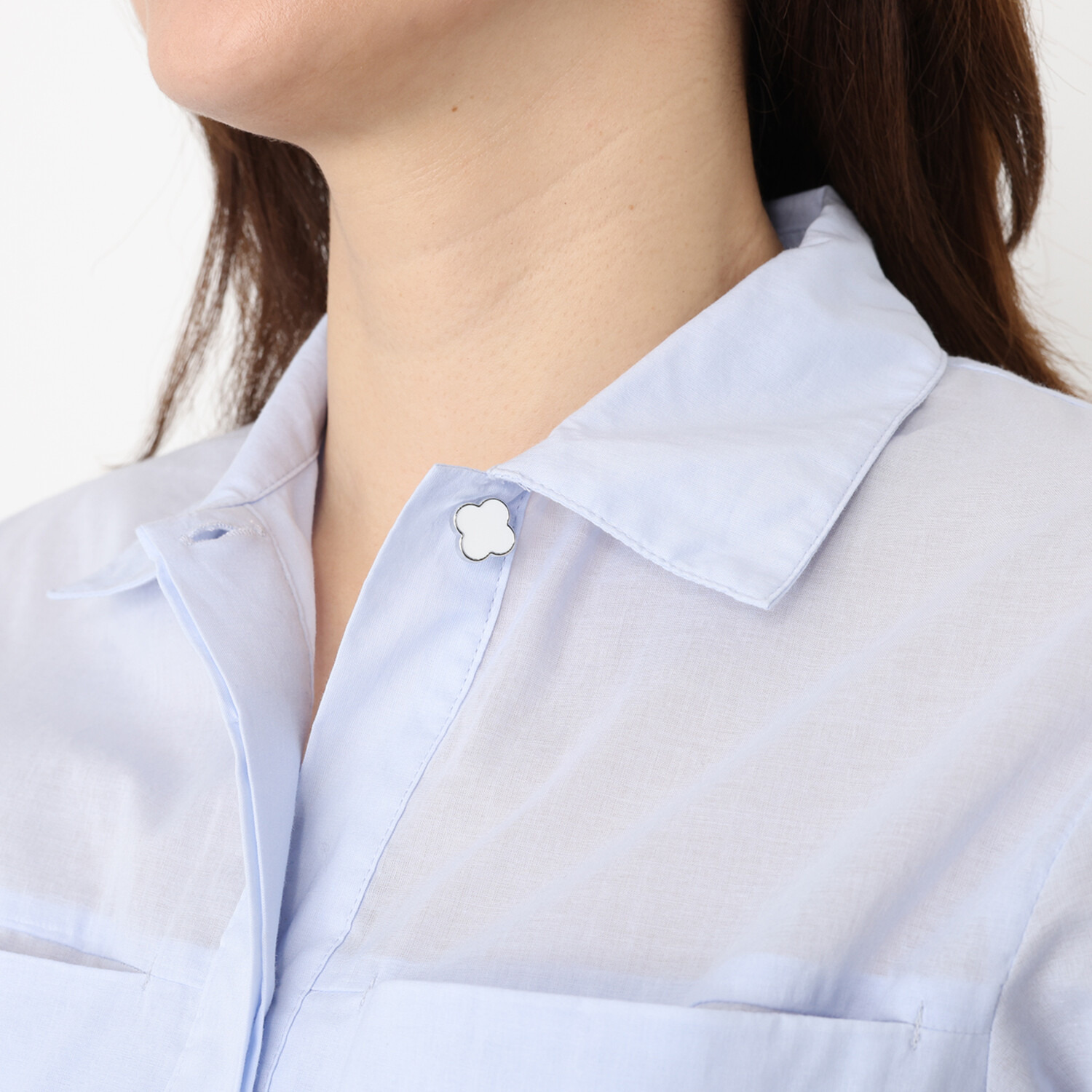 ヴィオラウィル コットン１００％ 爽やかな印象 上品な透け感のある ビッグポケットシャツ