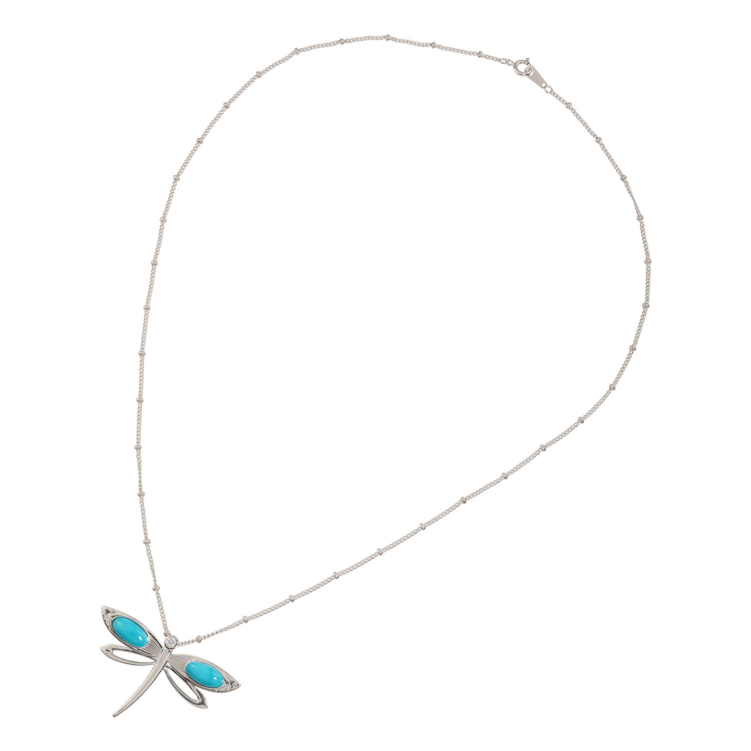 ドラマチック・ターコイズ シルバー アリゾナ産ターコイズ＆ ＣＺ トンボモティーフ ペンダントブローチ＆ ネックレス
