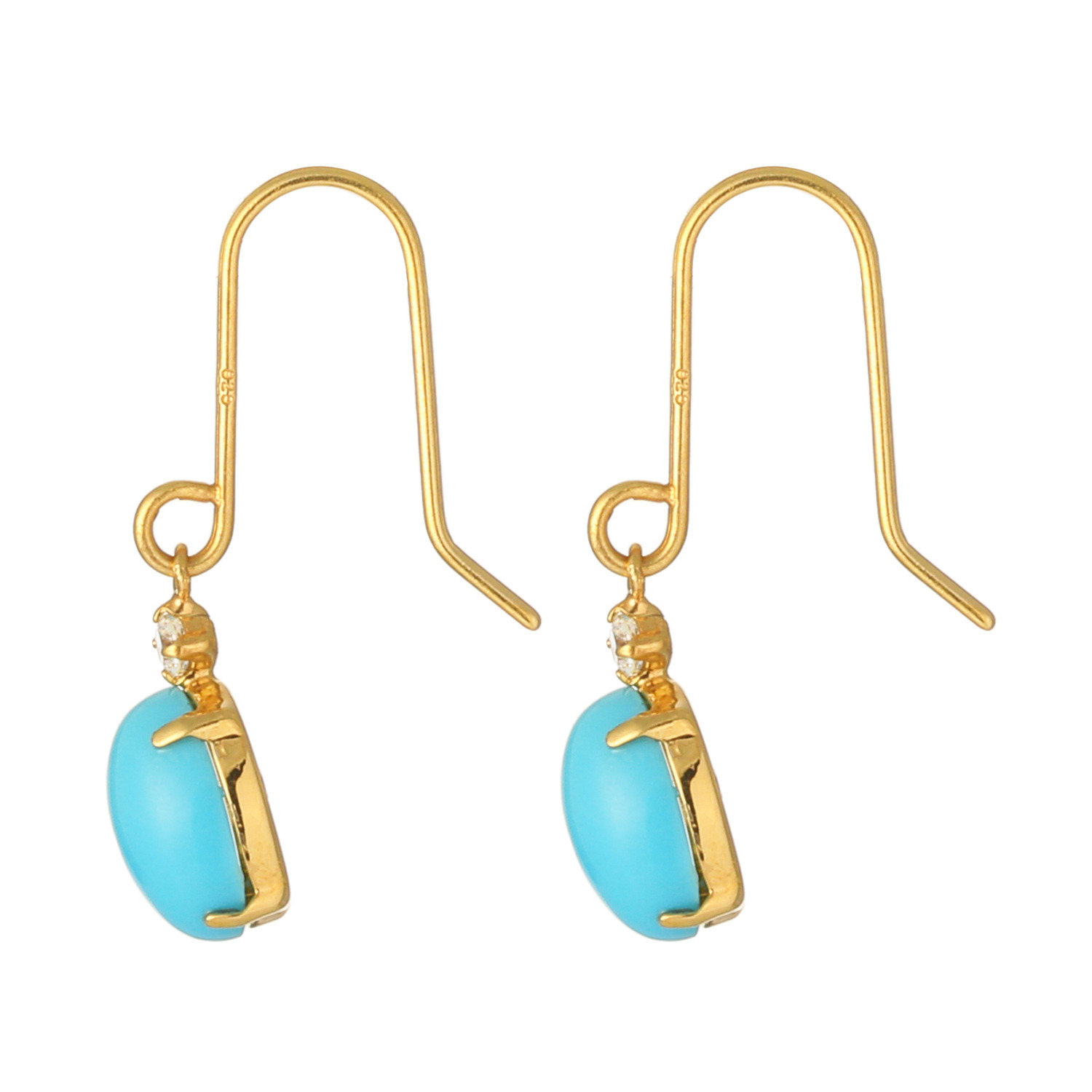 ドラマチック・ターコイズ シルバー アリゾナ産ターコイズ＆ ＣＺ ピアス／イヤリング