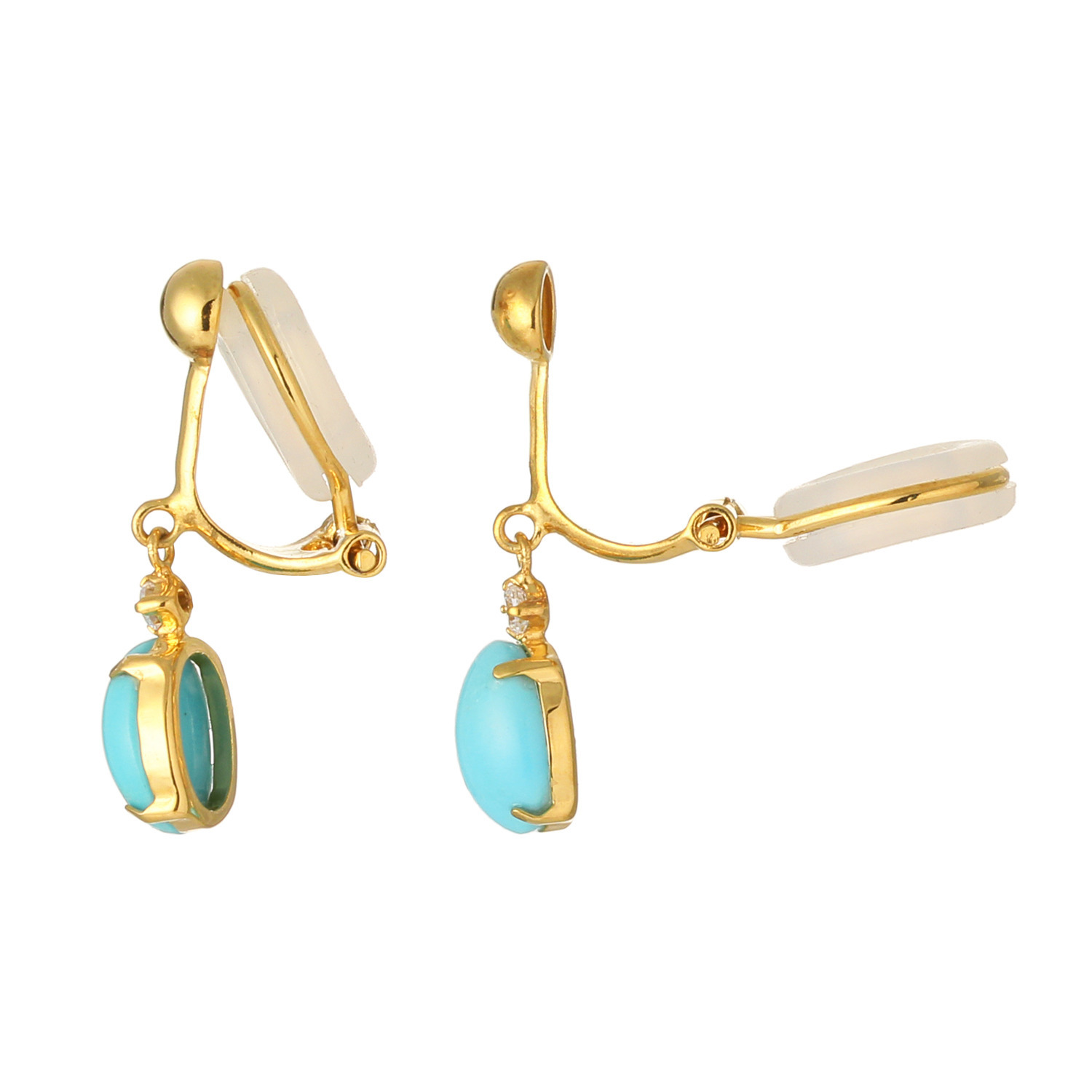 ドラマチック・ターコイズ シルバー アリゾナ産ターコイズ＆ ＣＺ ピアス／イヤリング