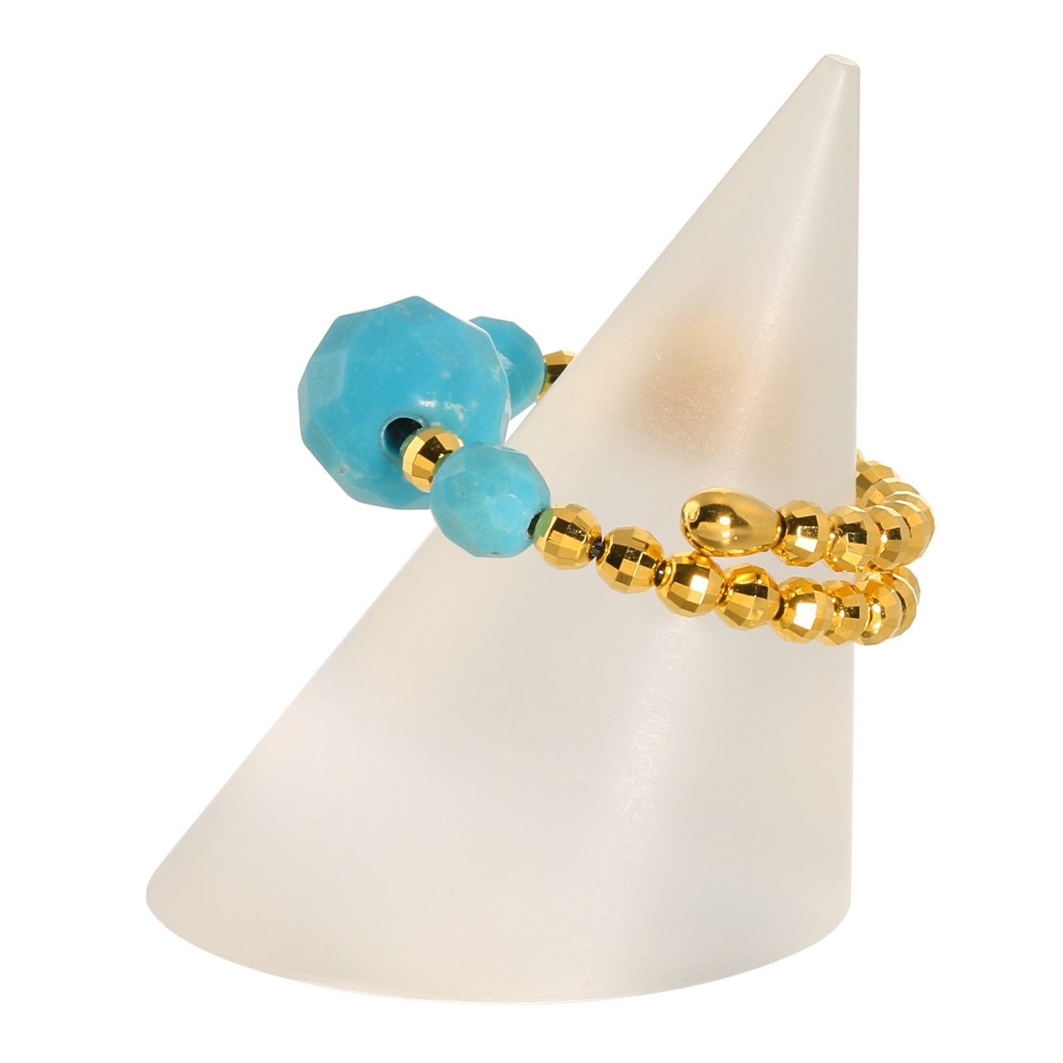 ドラマチック・ターコイズ シルバー アリゾナ産ターコイズ ミラーボールカット フレキシブルリング