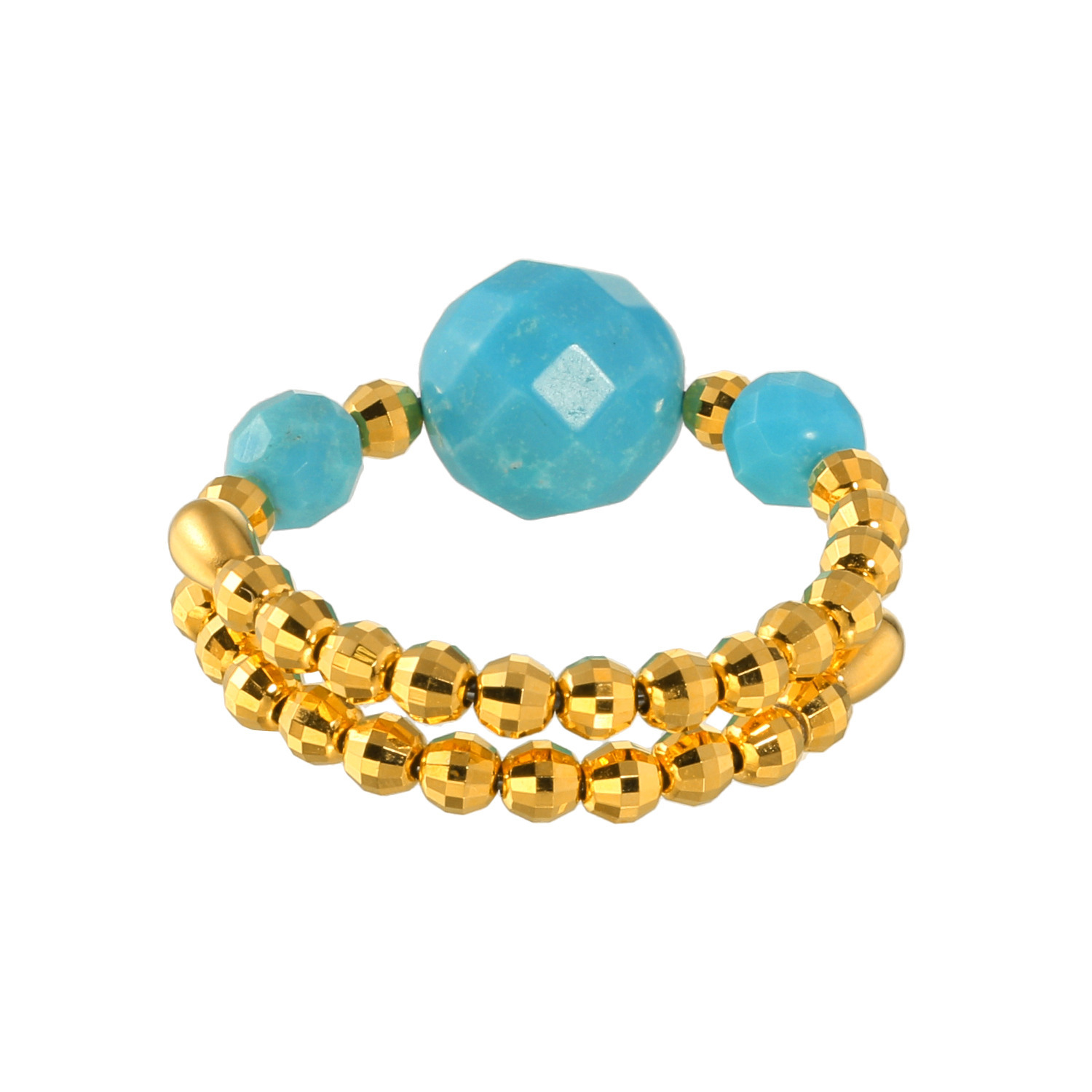 ドラマチック・ターコイズ シルバー アリゾナ産ターコイズ ミラーボールカット フレキシブルリング