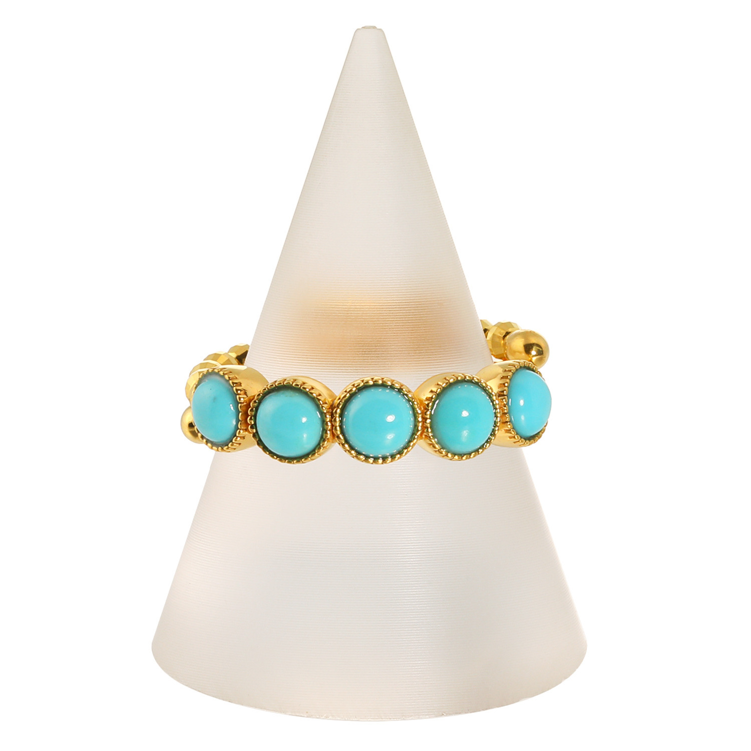 ドラマチック・ターコイズ シルバー アリゾナ産ターコイズ ラウンドデザイン フレキシブルリング