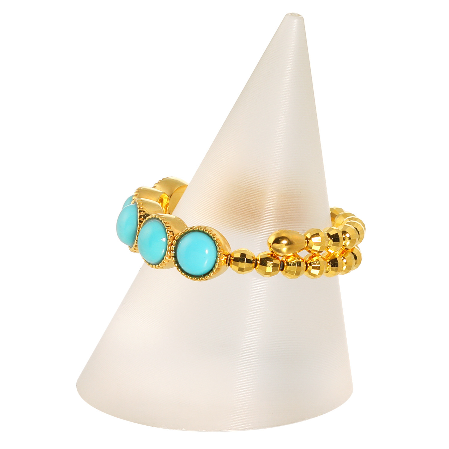 ドラマチック・ターコイズ シルバー アリゾナ産ターコイズ ラウンドデザイン フレキシブルリング