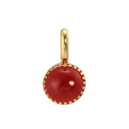 香瑚 １８Ｋ 高知県産血赤珊瑚 ラウンドカボション ペンダントトップ