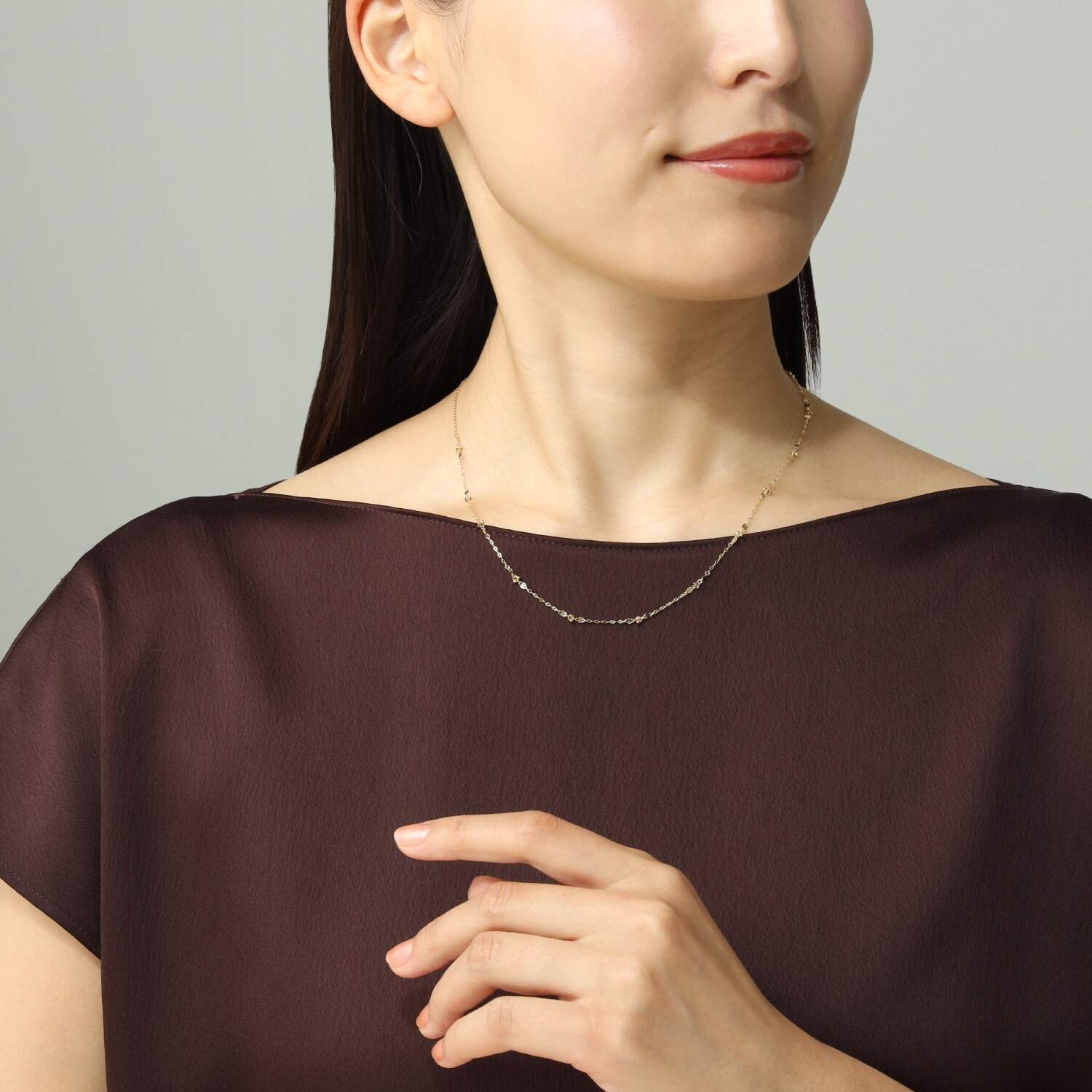 チェーンクリエイト １８Ｋ ステーションデザイン ネックレス