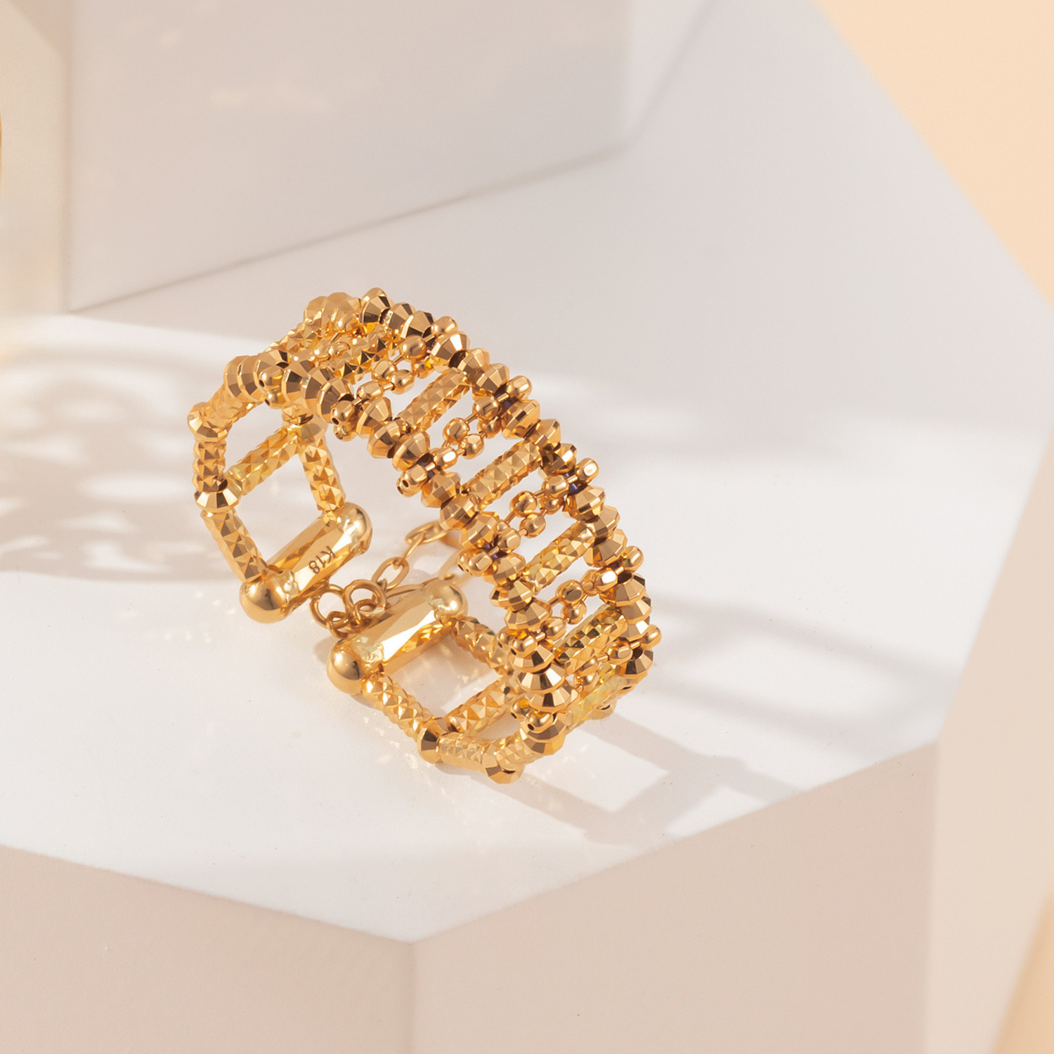 チェーンクリエイト １８Ｋ ダイヤモンドカットパーツ チェーン付 フレキシブルリング