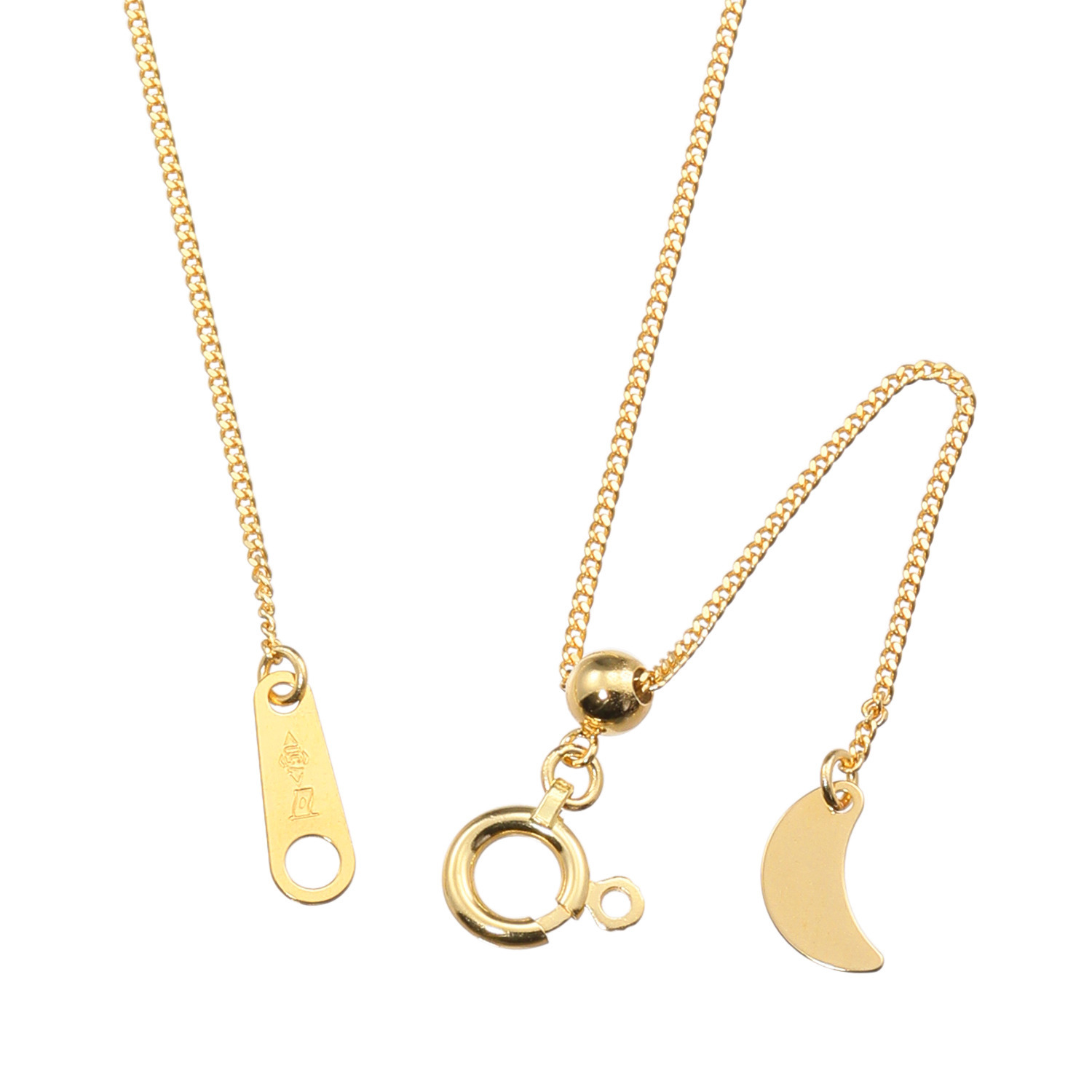 祈平 １８Ｋ ２面喜平チェーン ムーンエンドパーツ スライドネックレス