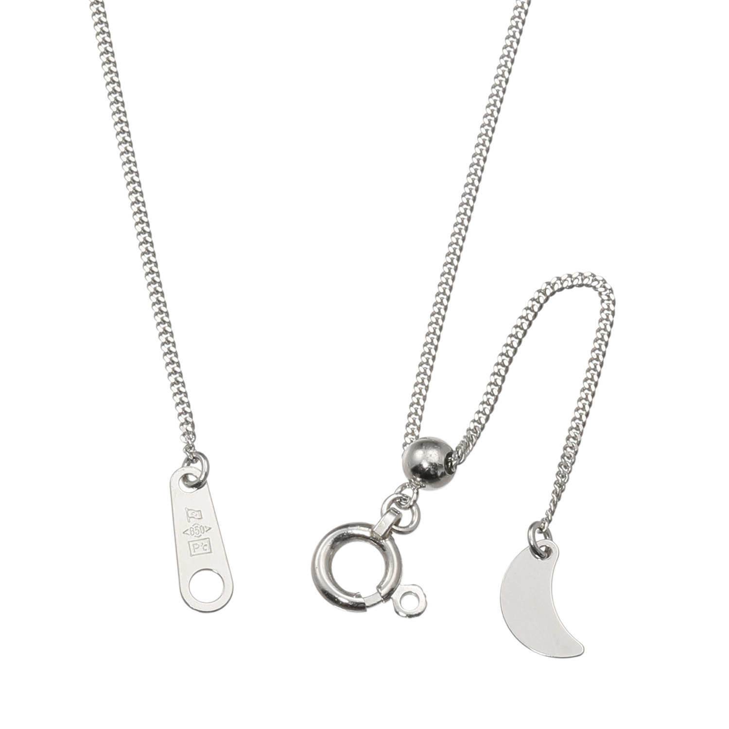 祈平 プラチナ８５０ ２面喜平チェーン ムーンエンドパーツ スライドネックレス