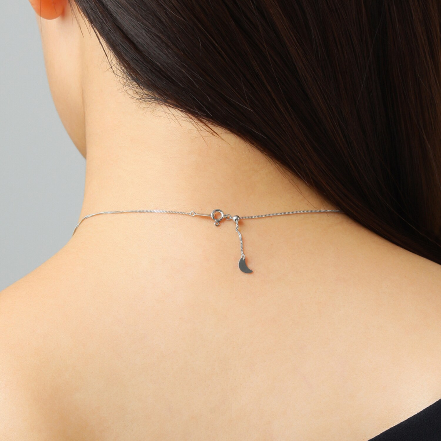 祈平 プラチナ８５０ ２面喜平チェーン ムーンエンドパーツ スライドネックレス